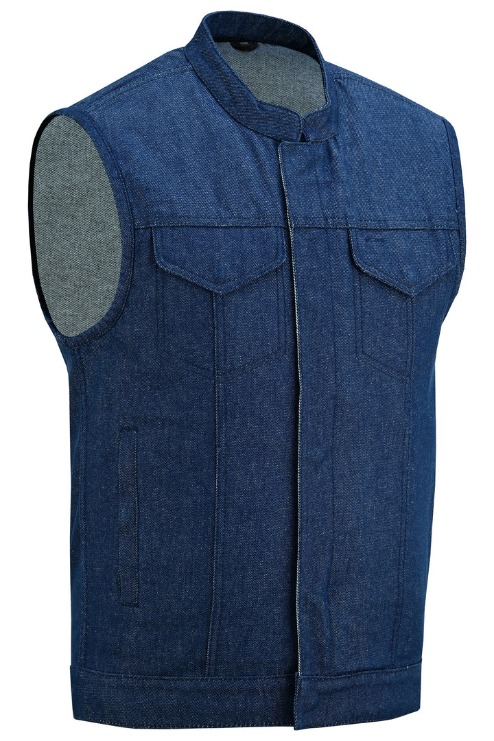 RM976 Men's Blue Rough Rub-Off Raw Finish Denim Vest