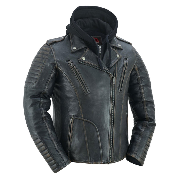 RC878 Women's Lightweight Drum Dyed Distressed Naked Lambskin M/C Jac