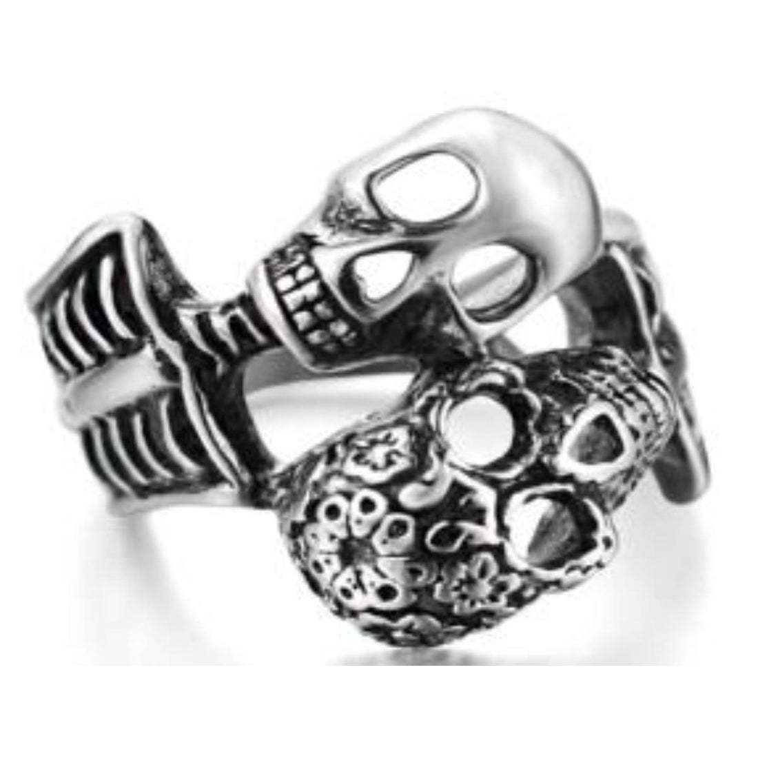 R126 Stainless Steel His And Her Skull Biker Ring