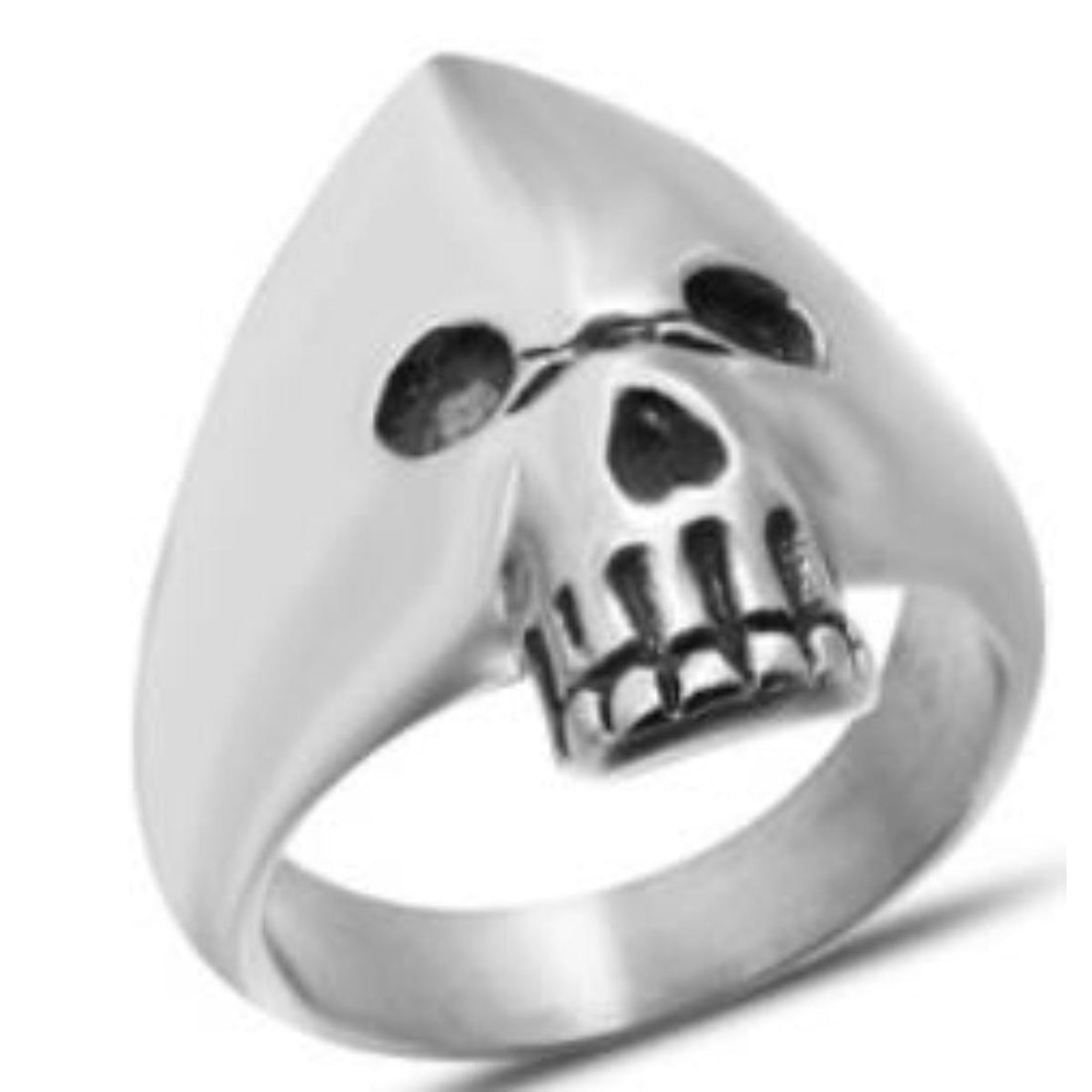 R130 Stainless Steel Hooded Skull Biker Ring