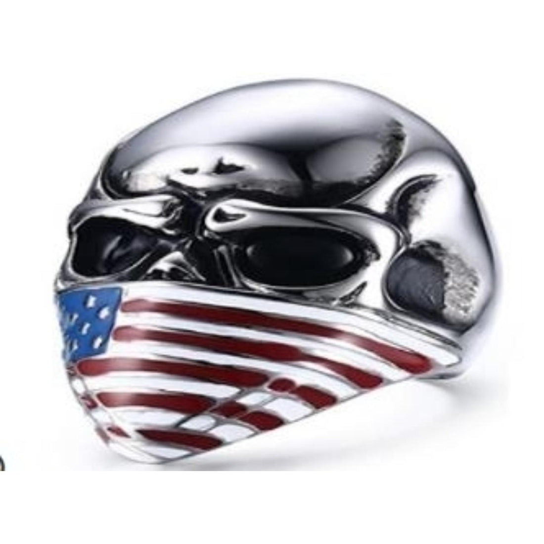 R165 Stainless Steel Flag Face Biker Ring