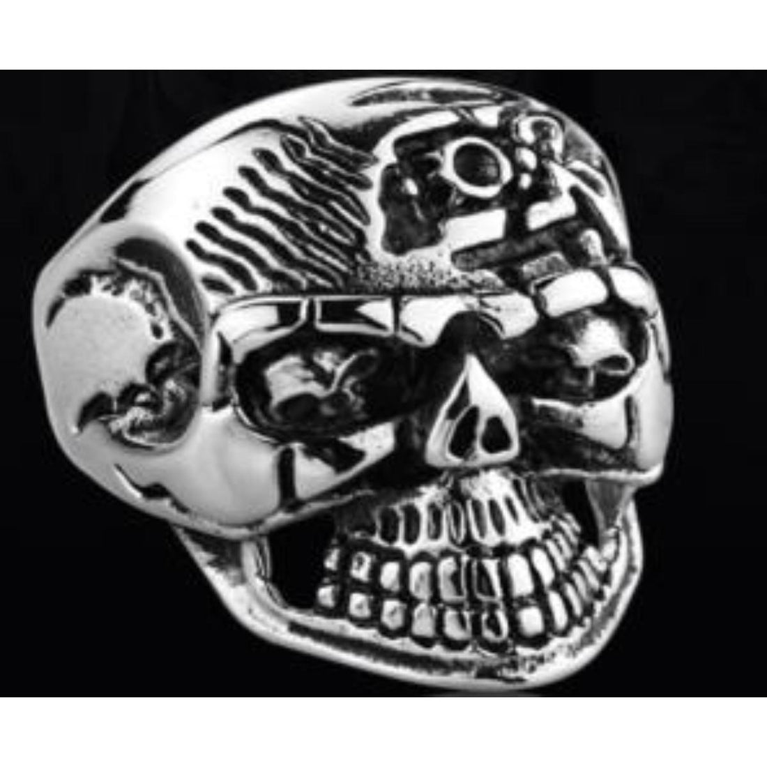 R173 Stainless Steel Super Face Biker Ring