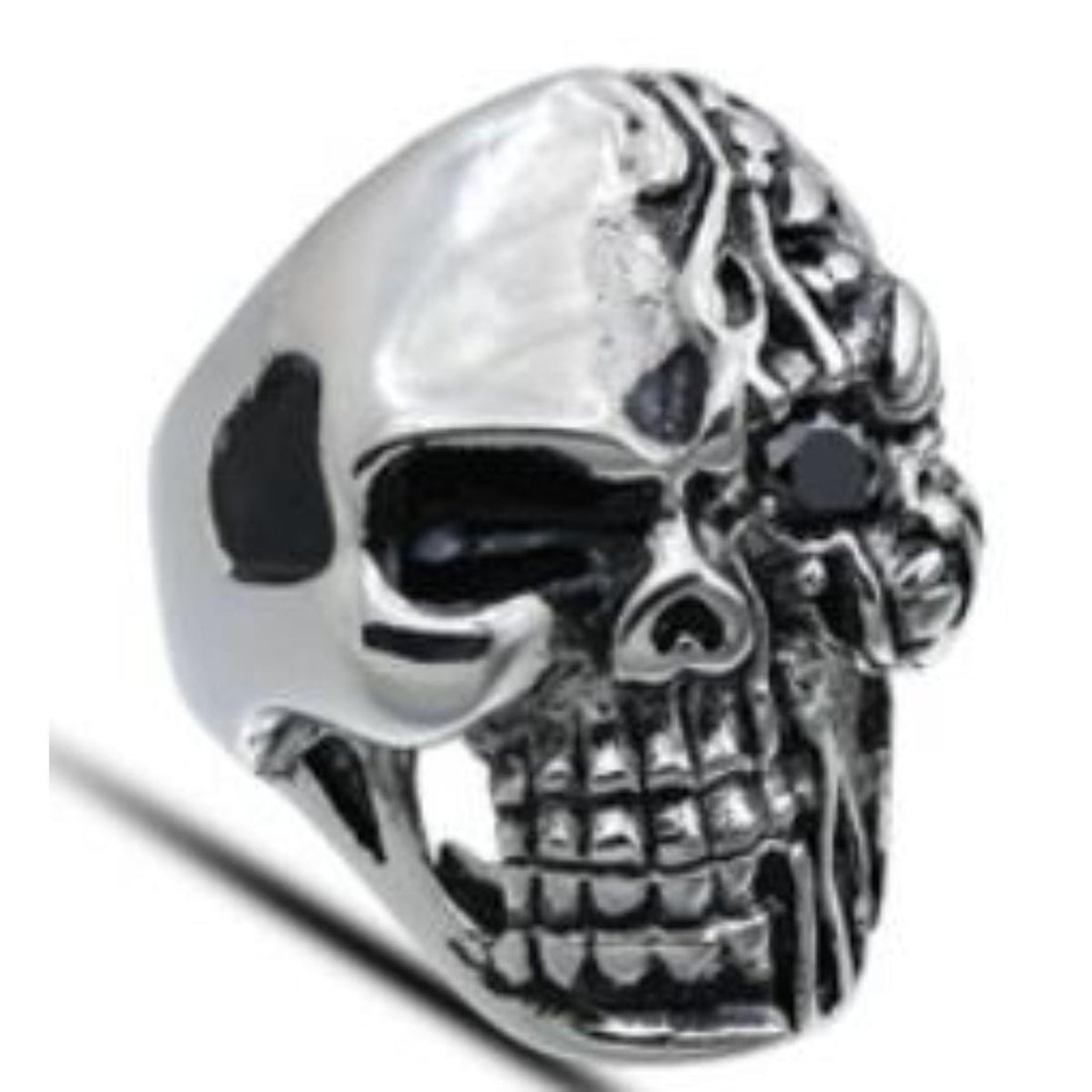 R176 Stainless Steel Half Face Biker Ring