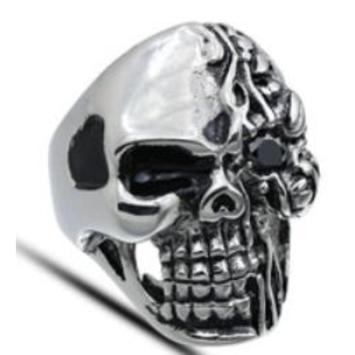 R176 Stainless Steel Half Face Biker Ring