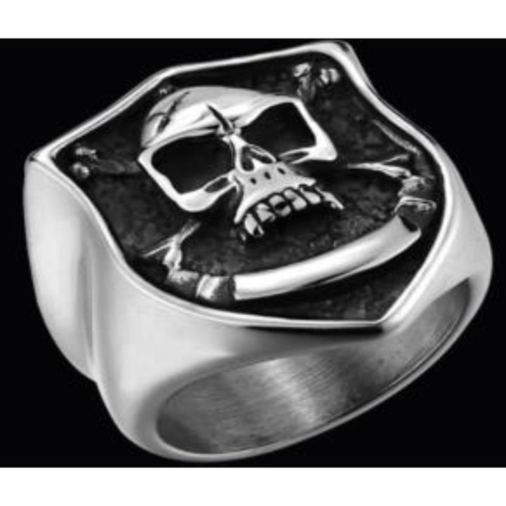 R179 Stainless Steel Brave Face Biker Ring