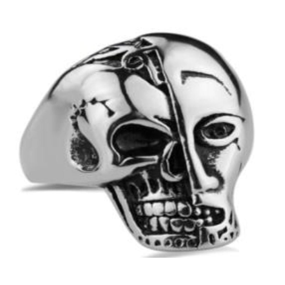 R181 Stainless Steel Terminator Skull Face Biker Ring