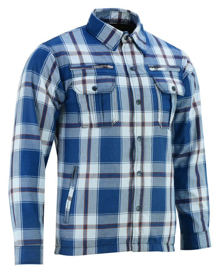 DS4673 Armored Flannel Shirt - Blue, White & Maroon Daniel Smart Manufacturing