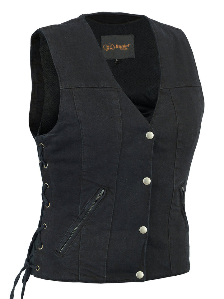 RM906BK Women's Single Back Panel Concealed Carry Denim Vest