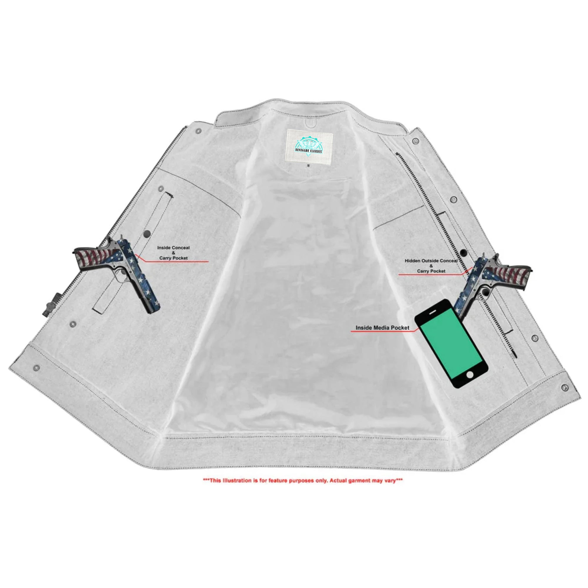 RM951 Women's Denim Classic Plain Sides Vest