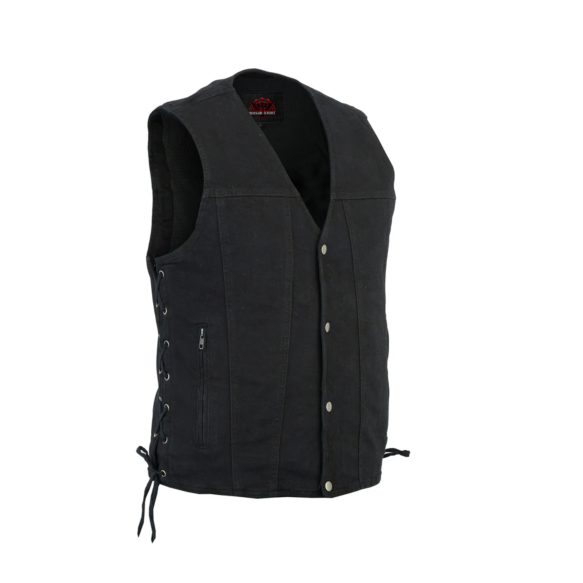 RM905BK Men's Single Back Panel Concealed Carry Denim Vest