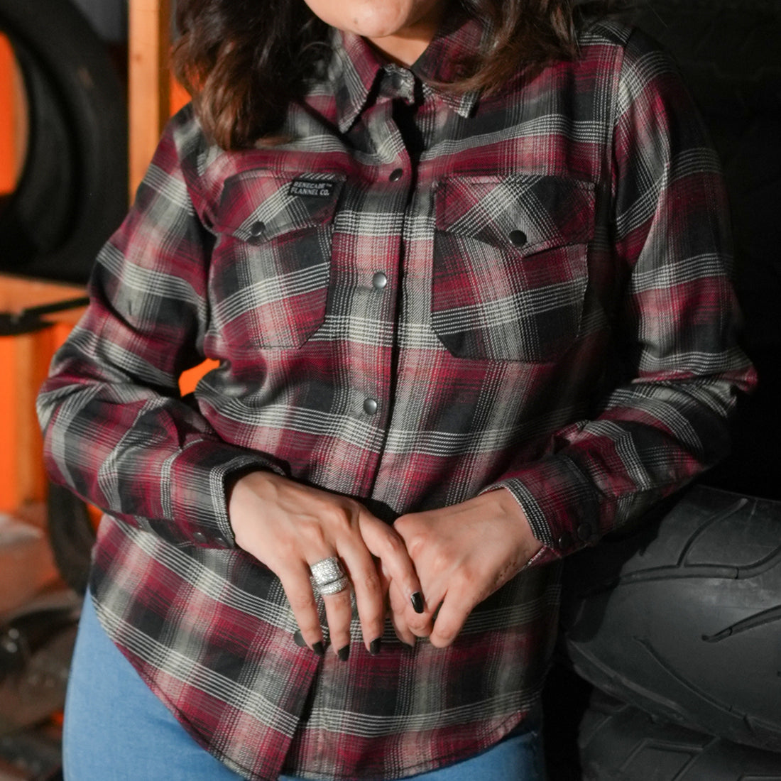 Crimson Check Women’s Maroon, Black White Flannel