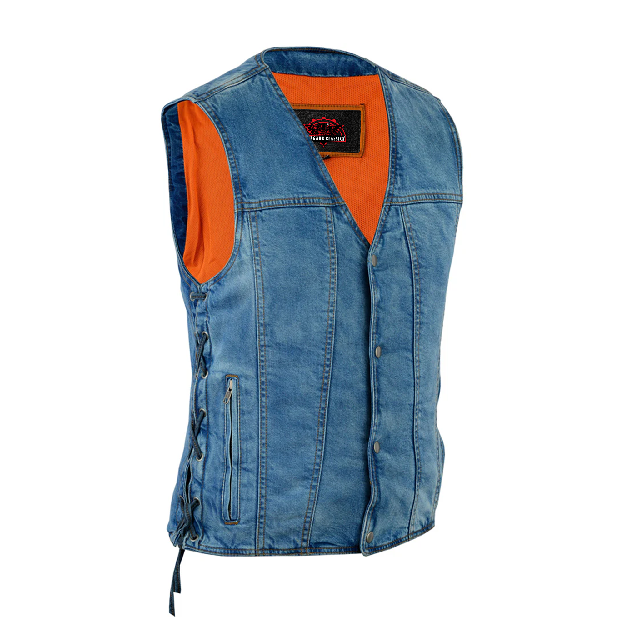 RM905BU    Men's Single Back Panel Concealed Carry Denim Vest