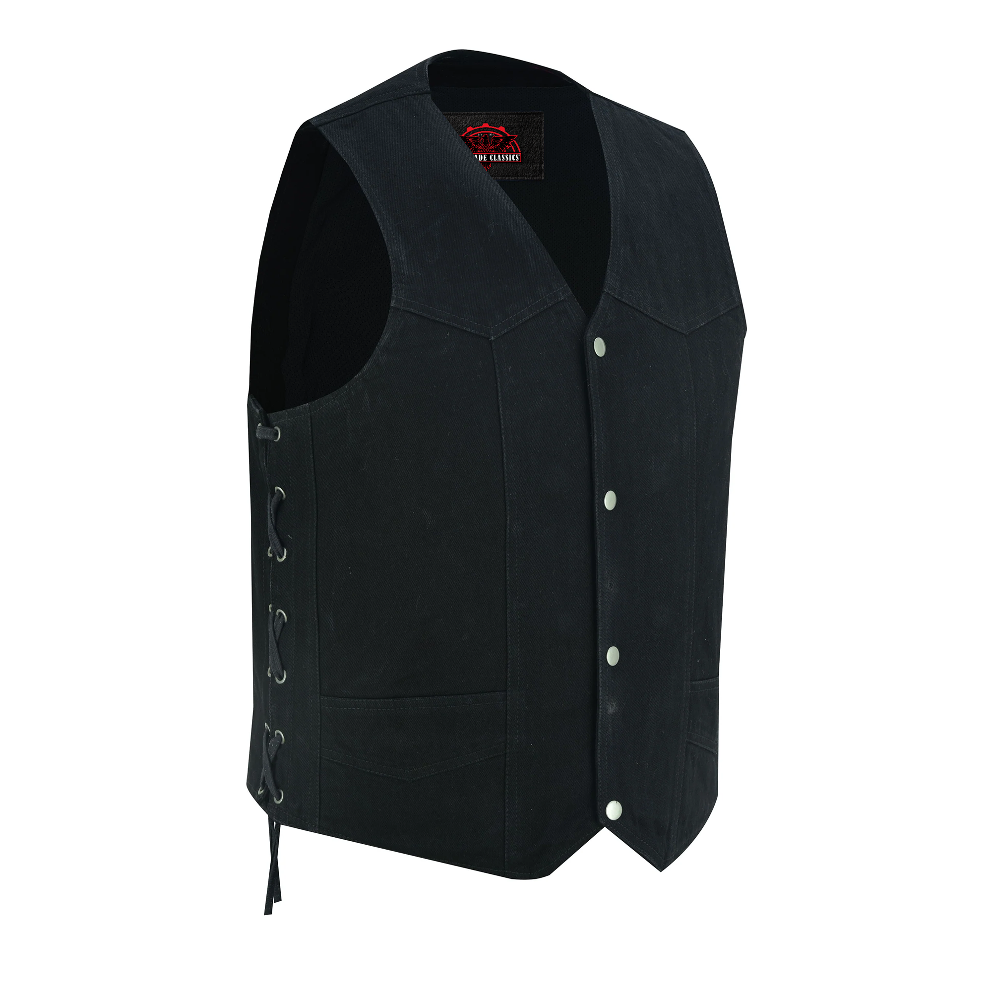 RM911 Men's Traditional Denim Vest with Side Laces