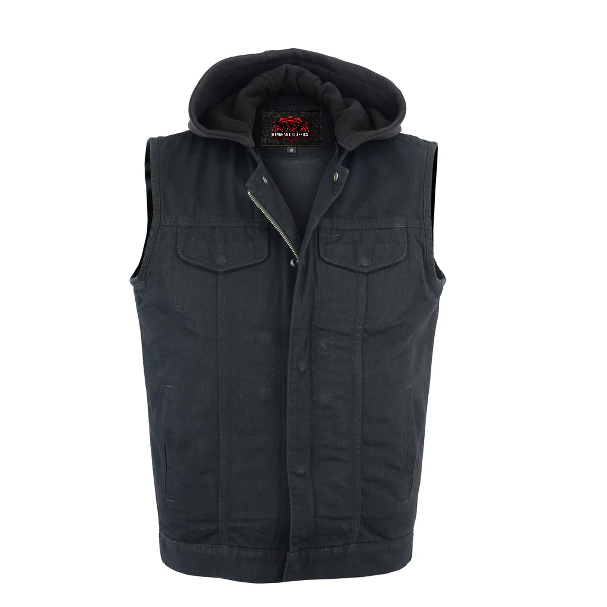 RM982 Men's Black Denim Single Back Panel Concealment Vest w/Rem