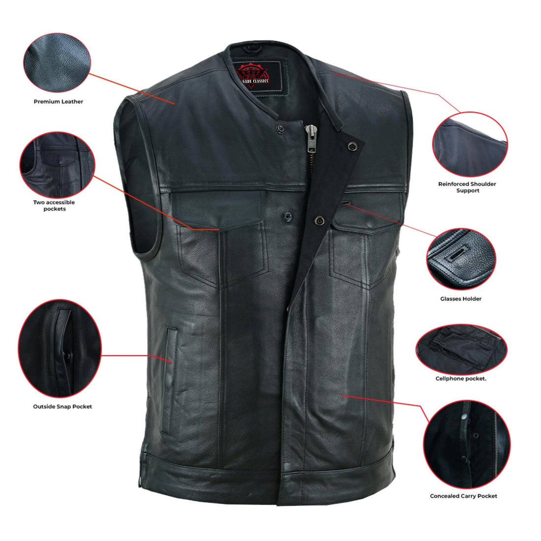 RC187 Upgraded Style Gun Pockets, Hidden Gun Metal Zipper, Bottom Sid