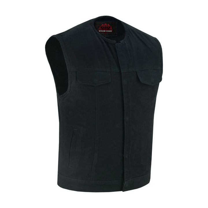 RM981BK Concealed Snaps, Denim Material, Hidden Zipper, w/o Collar