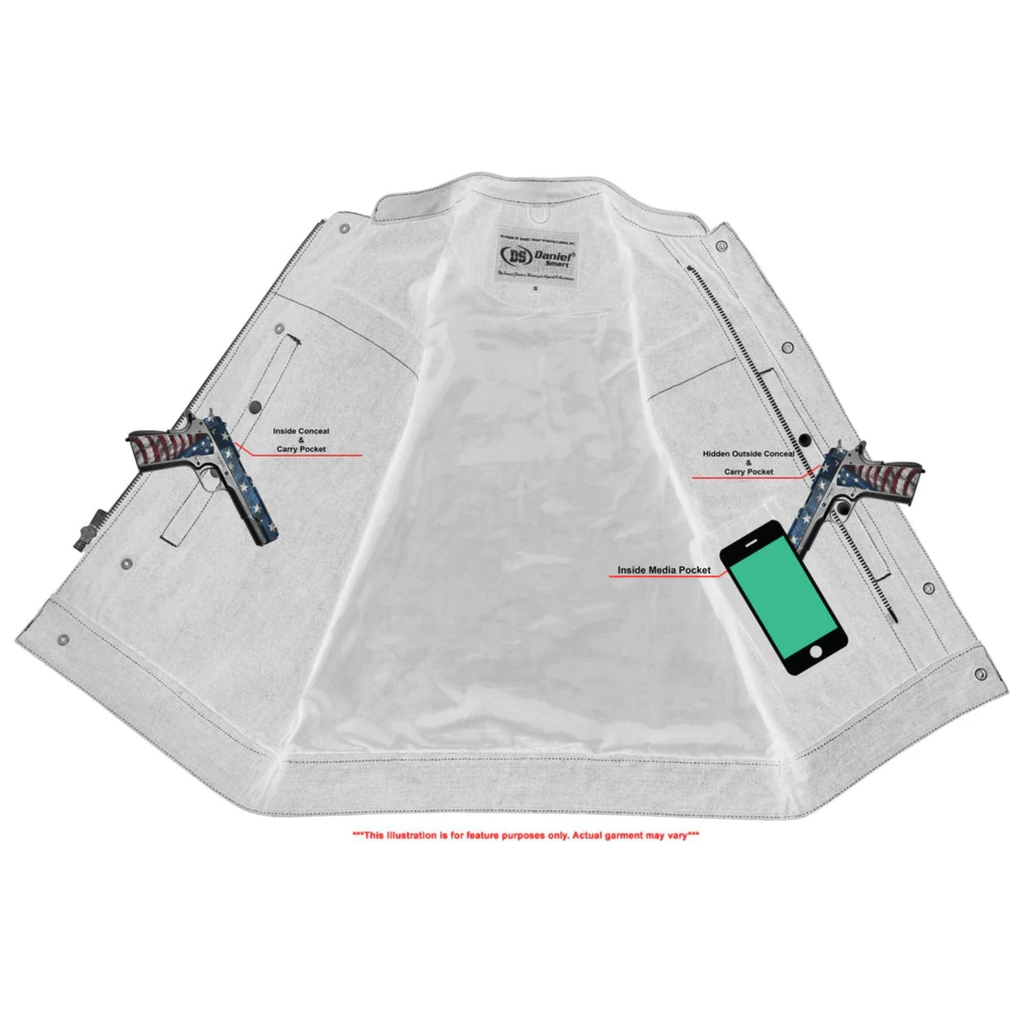 RC188 Upgraded Style Gun Pockets, Hidden 10'' Gun Metal Zipper, Side