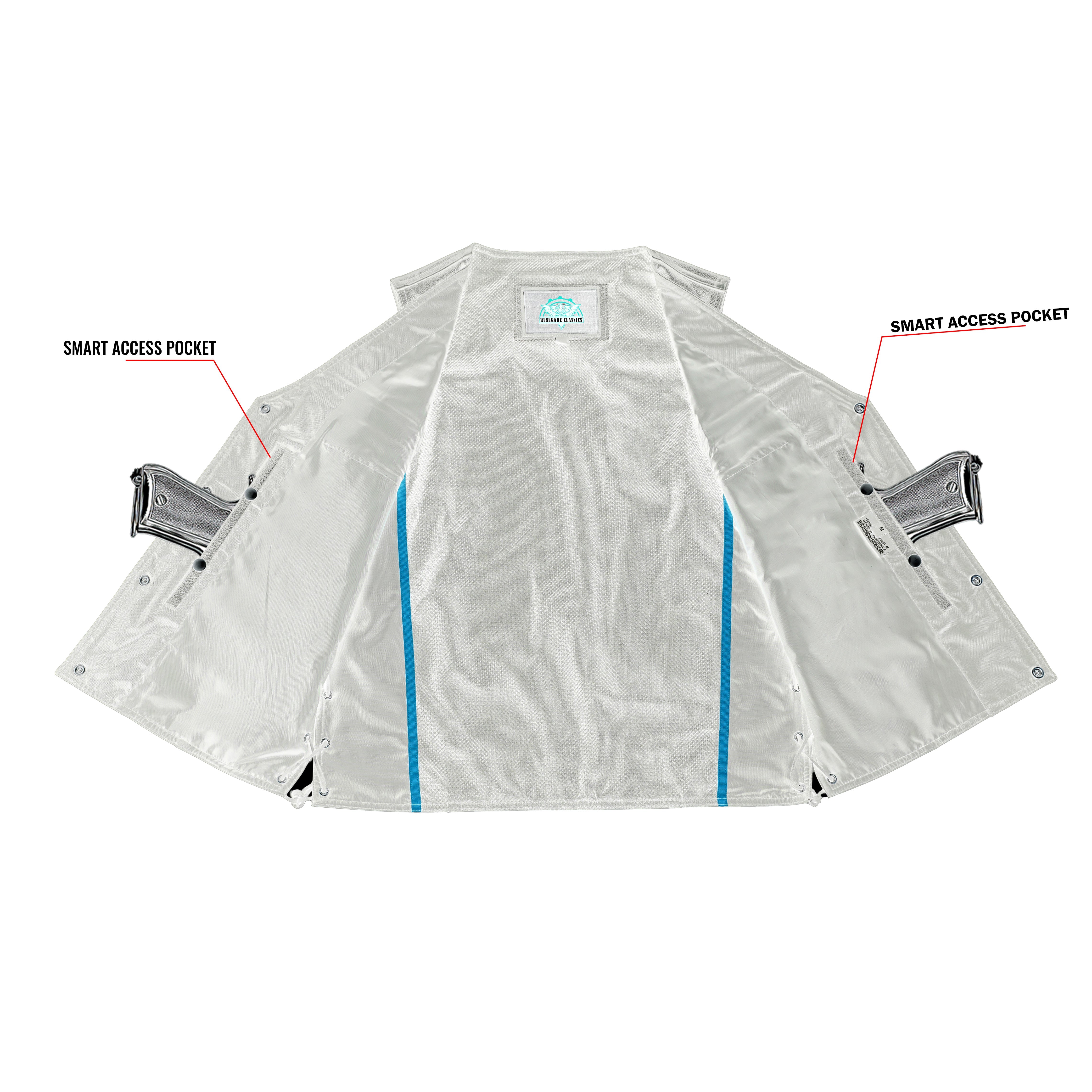 RC124 Men's Black Leather Vest with Side Laces and Gun Pockets