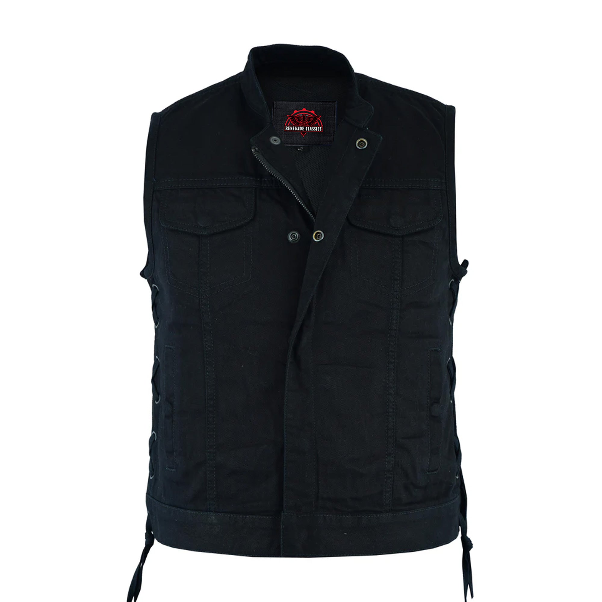 RM986 Women's Advance Side Laces Black Construction Denim Vest