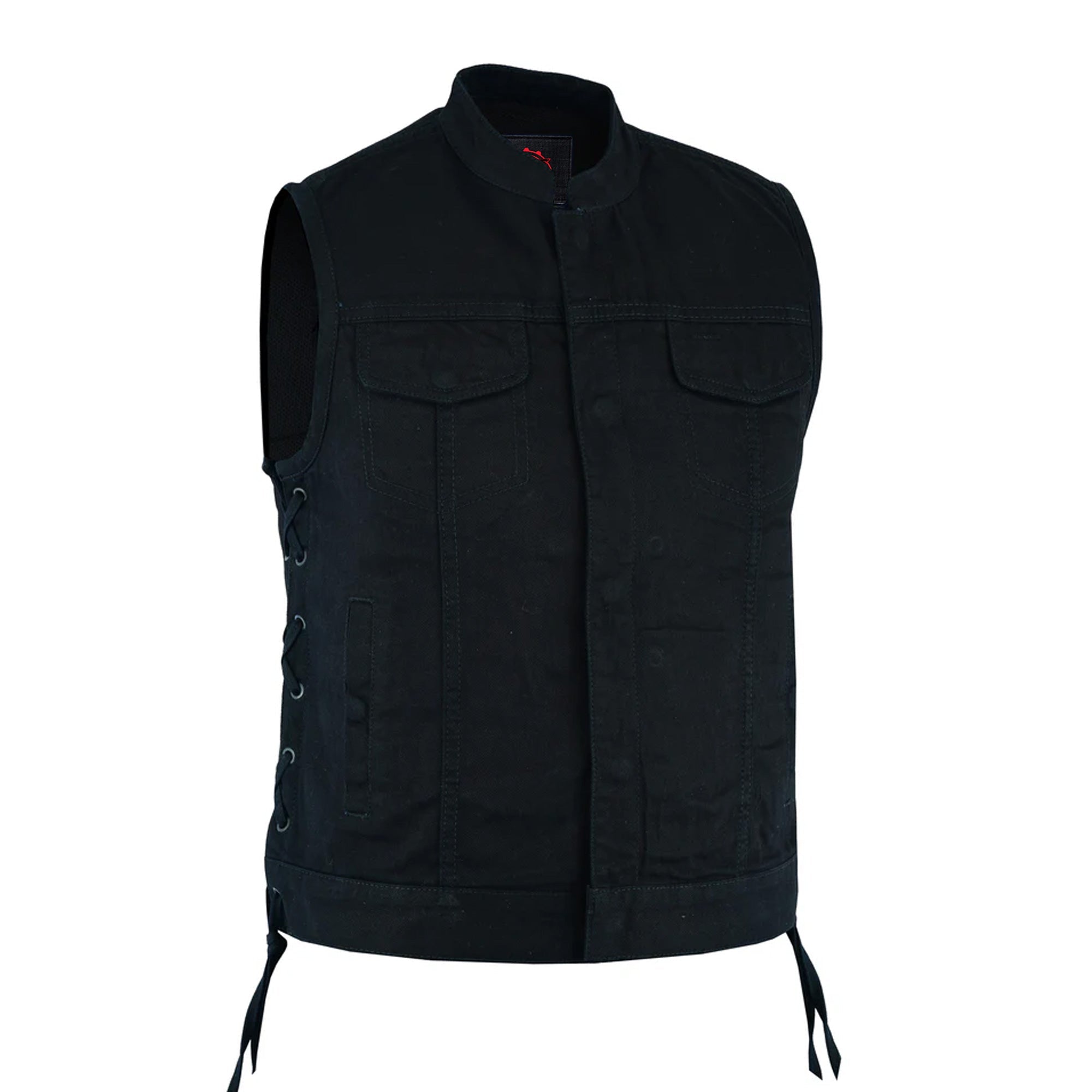 RM986 Women's Advance Side Laces Black Construction Denim Vest