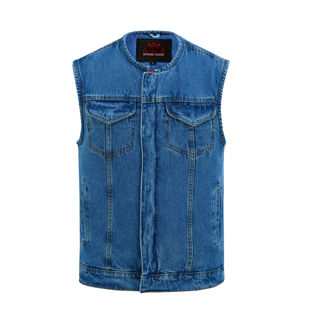 RM981BU Concealed Snaps, Denim Material, Hidden Zipper, w/o Collar