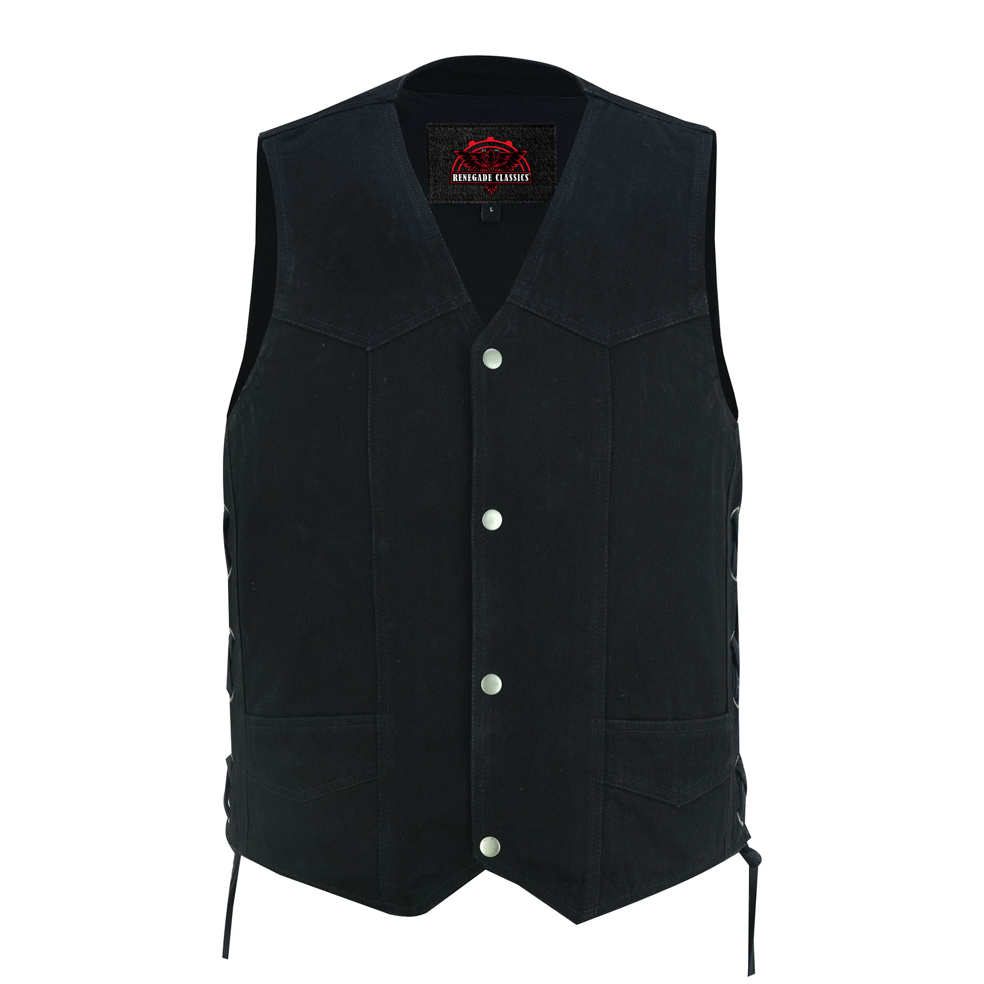 RM911 Men's Traditional Denim Vest with Side Laces