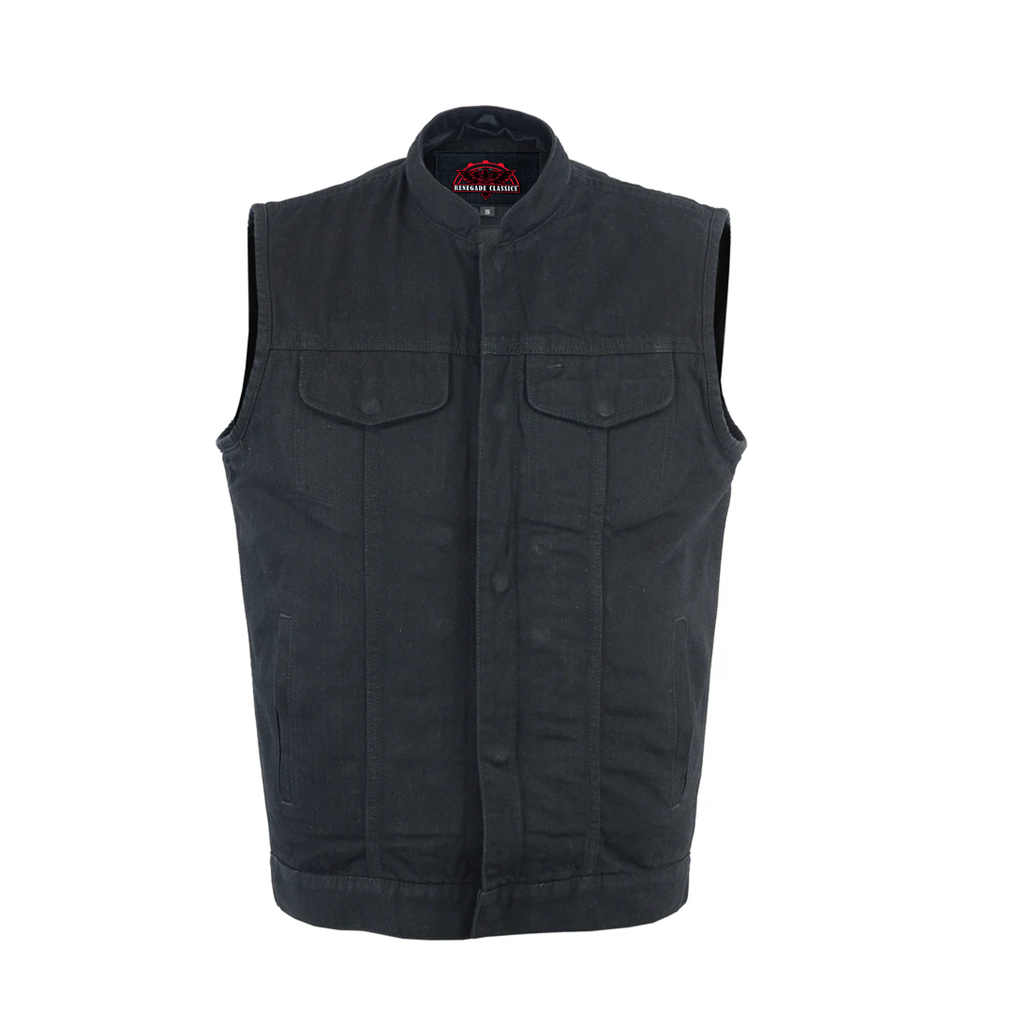 RM982 Men's Black Denim Single Back Panel Concealment Vest w/Rem