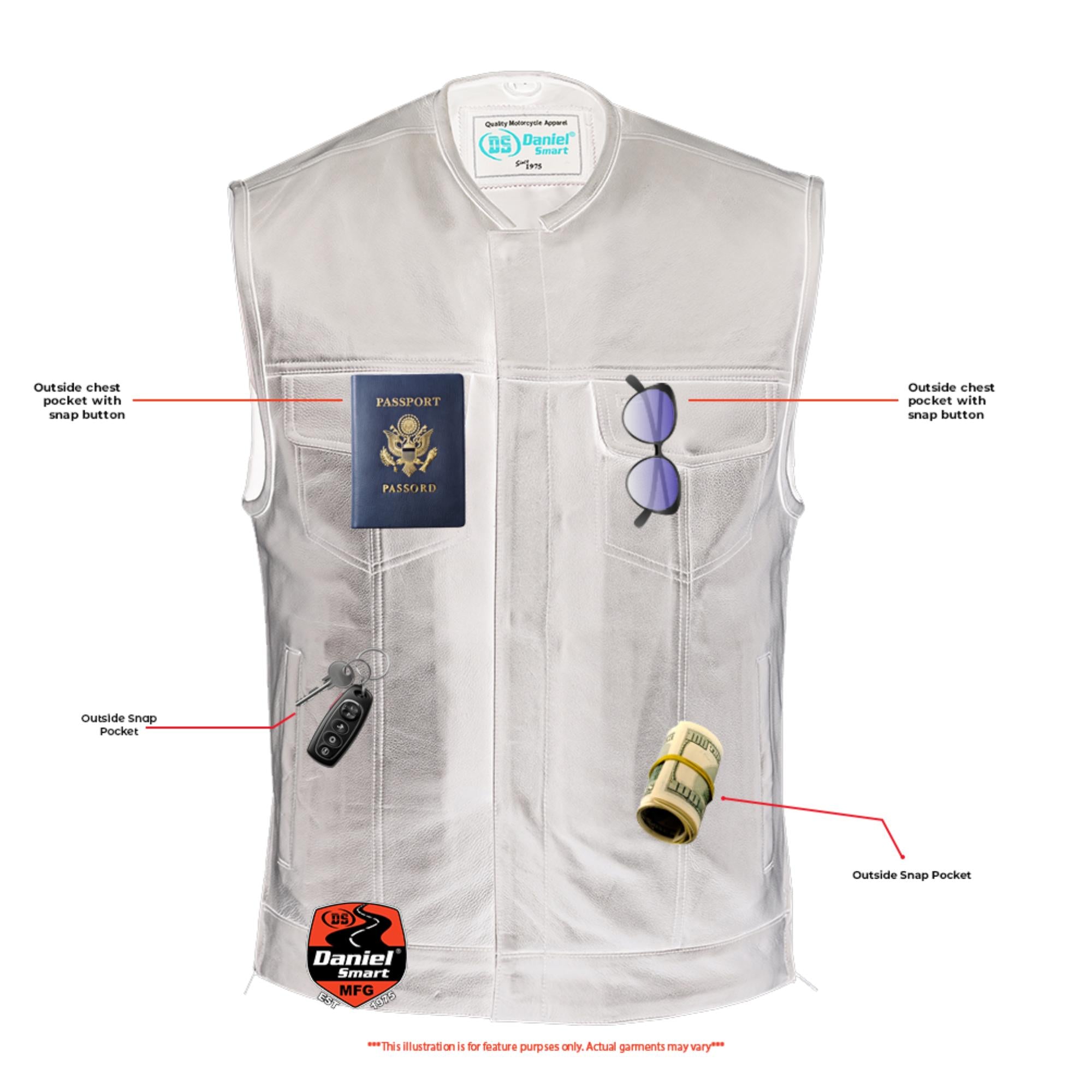 RC188 Upgraded Style Gun Pockets, Hidden 10'' Gun Metal Zipper, Side