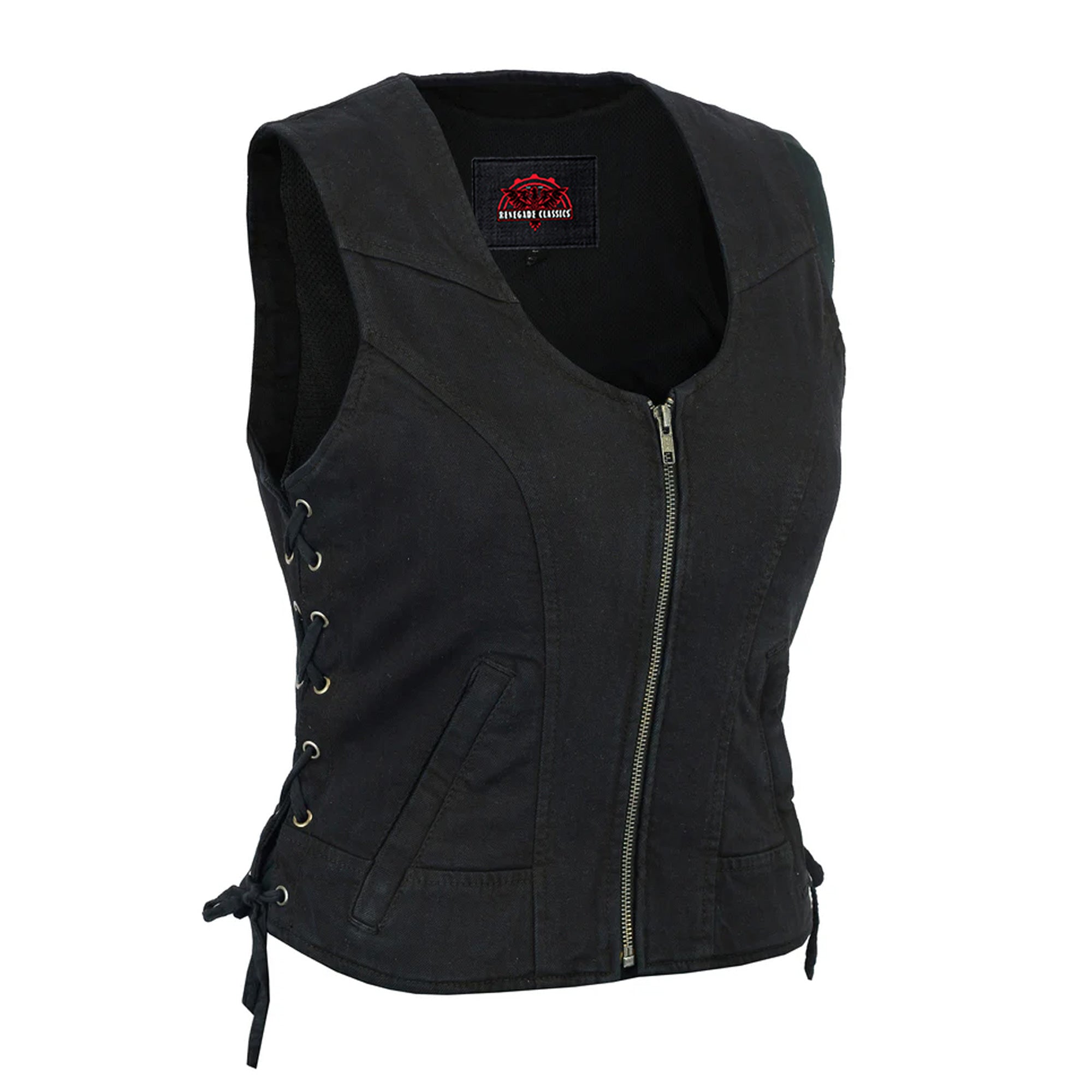 RM942BK Women's Stylish Black Denim Vest
