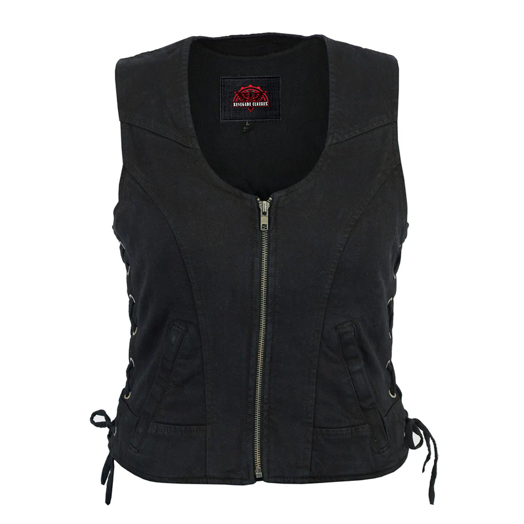 RM942BK Women's Stylish Black Denim Vest