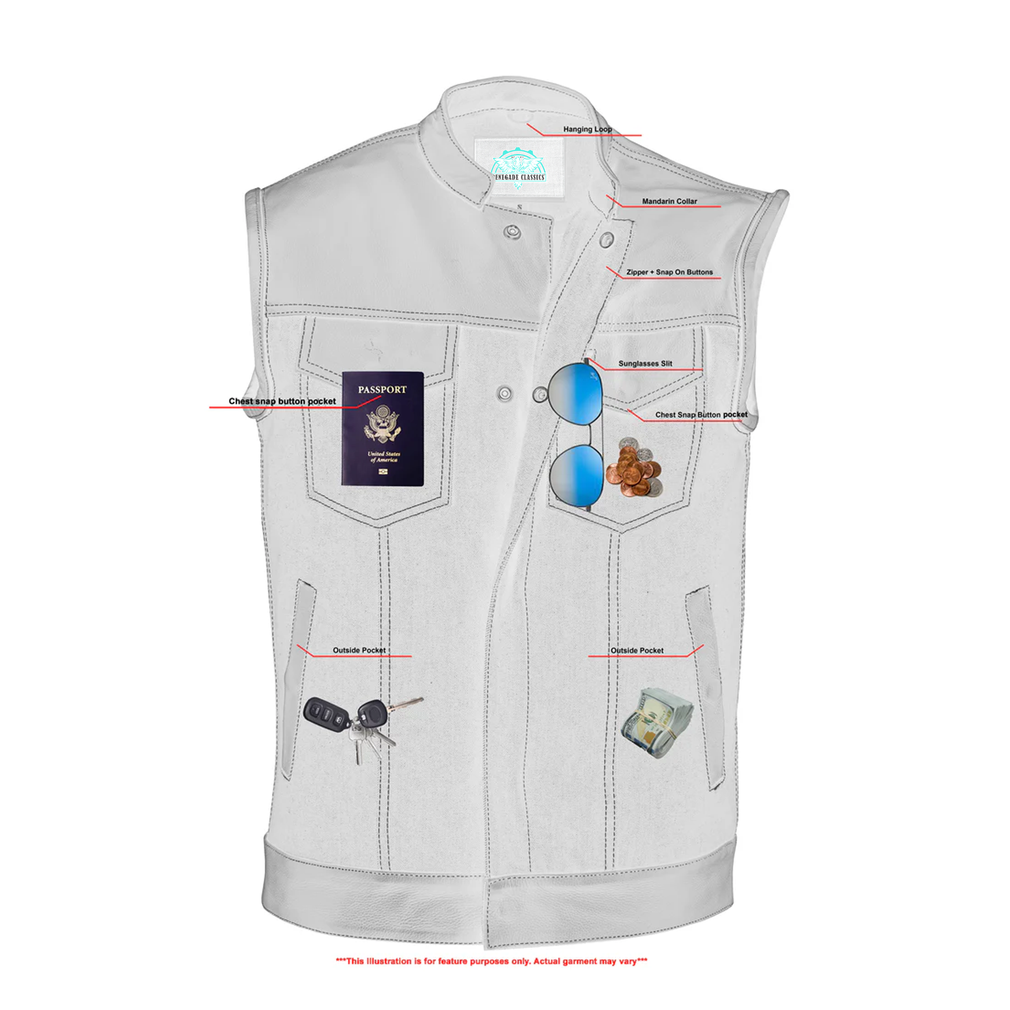 RM900 Men's Leather/Denim Combo Vest