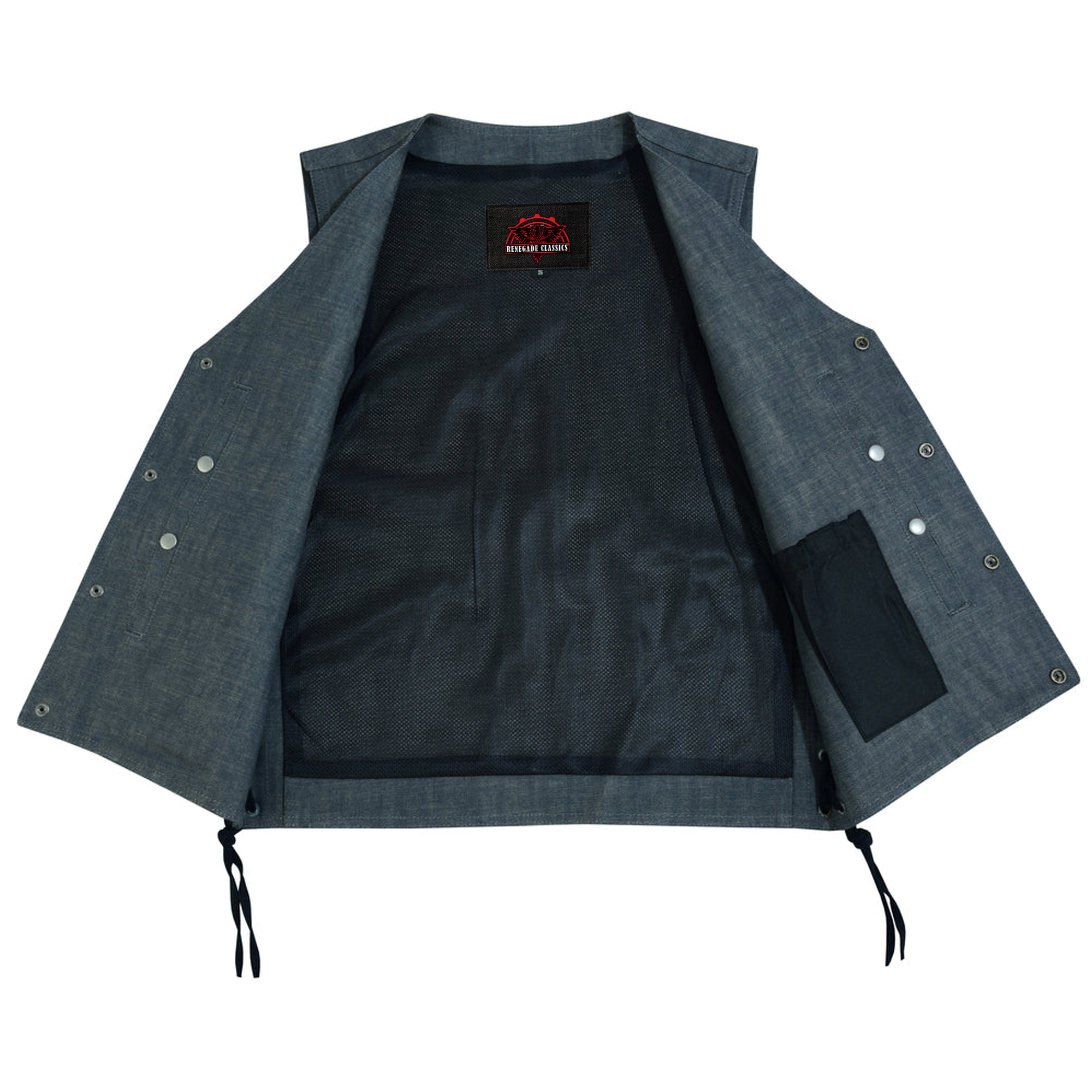 RM918 Men's Rough Rub-Off Raw Finish Broken Gray Denim Vest