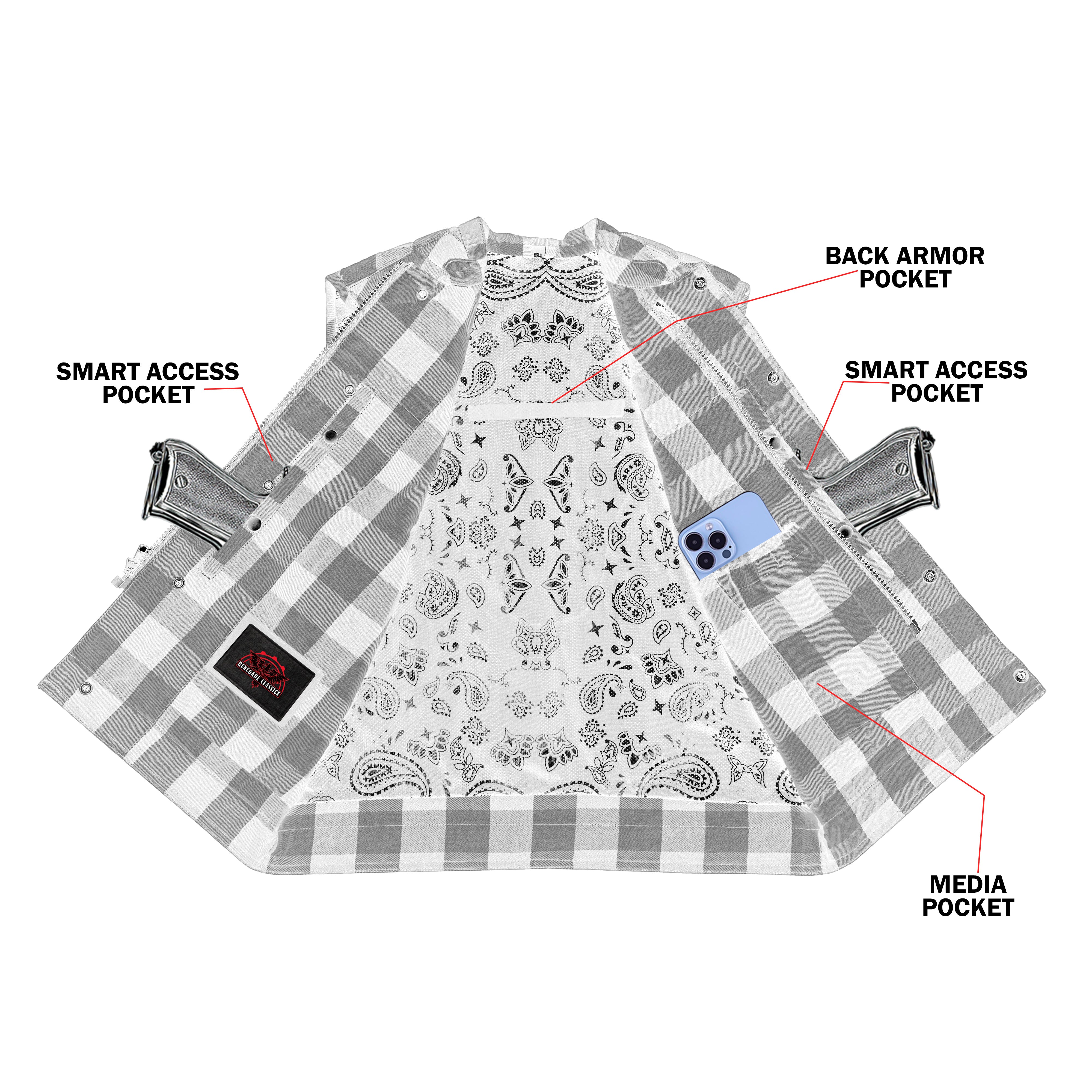 Red Blaze Black and Red Flannel Textile Vest