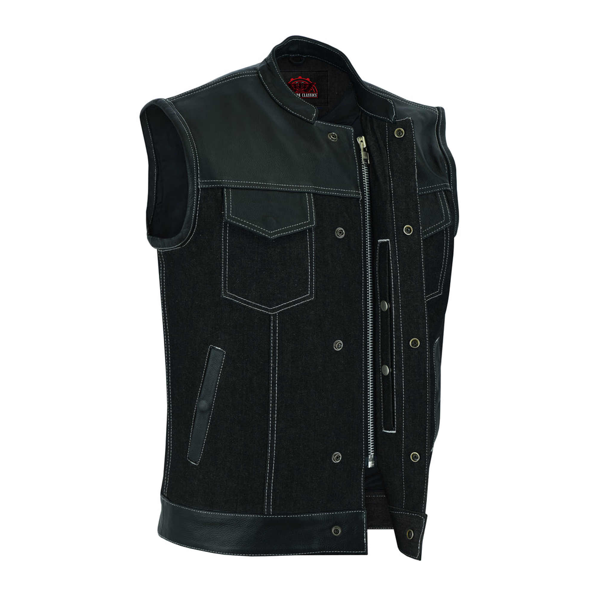 RM900 Men's Leather/Denim Combo Vest