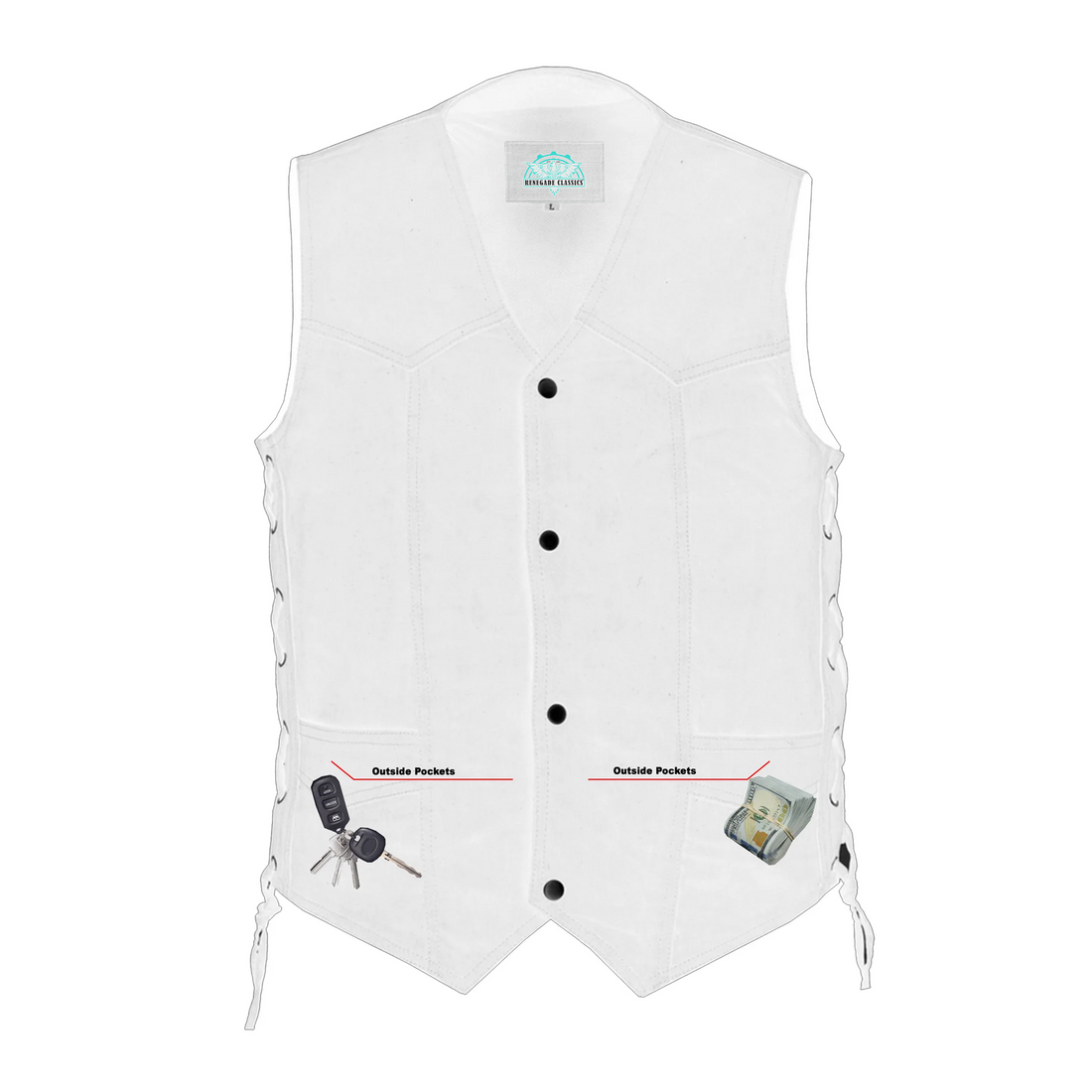RM911 Men's Traditional Denim Vest with Side Laces