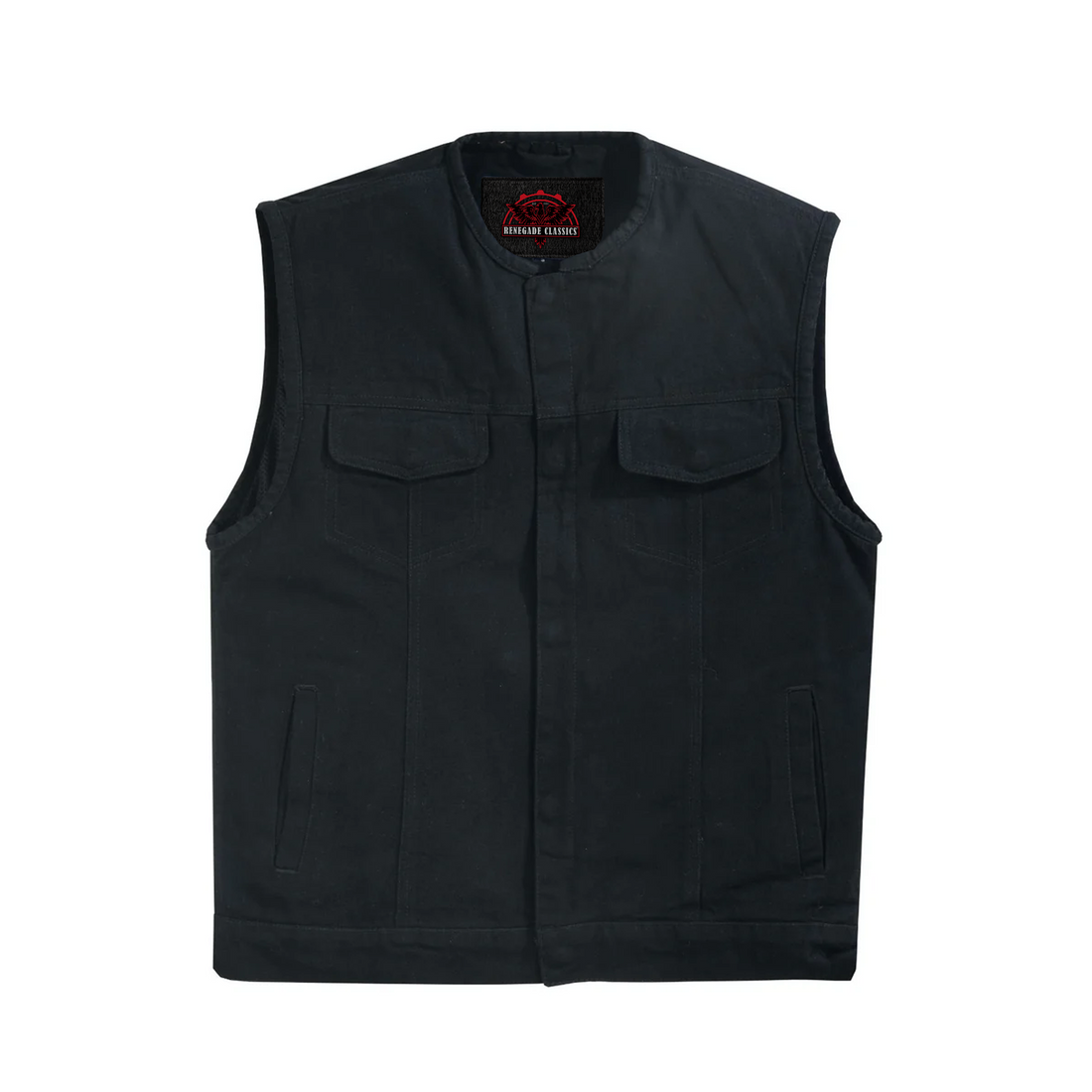 RM981BK Concealed Snaps, Denim Material, Hidden Zipper, w/o Collar