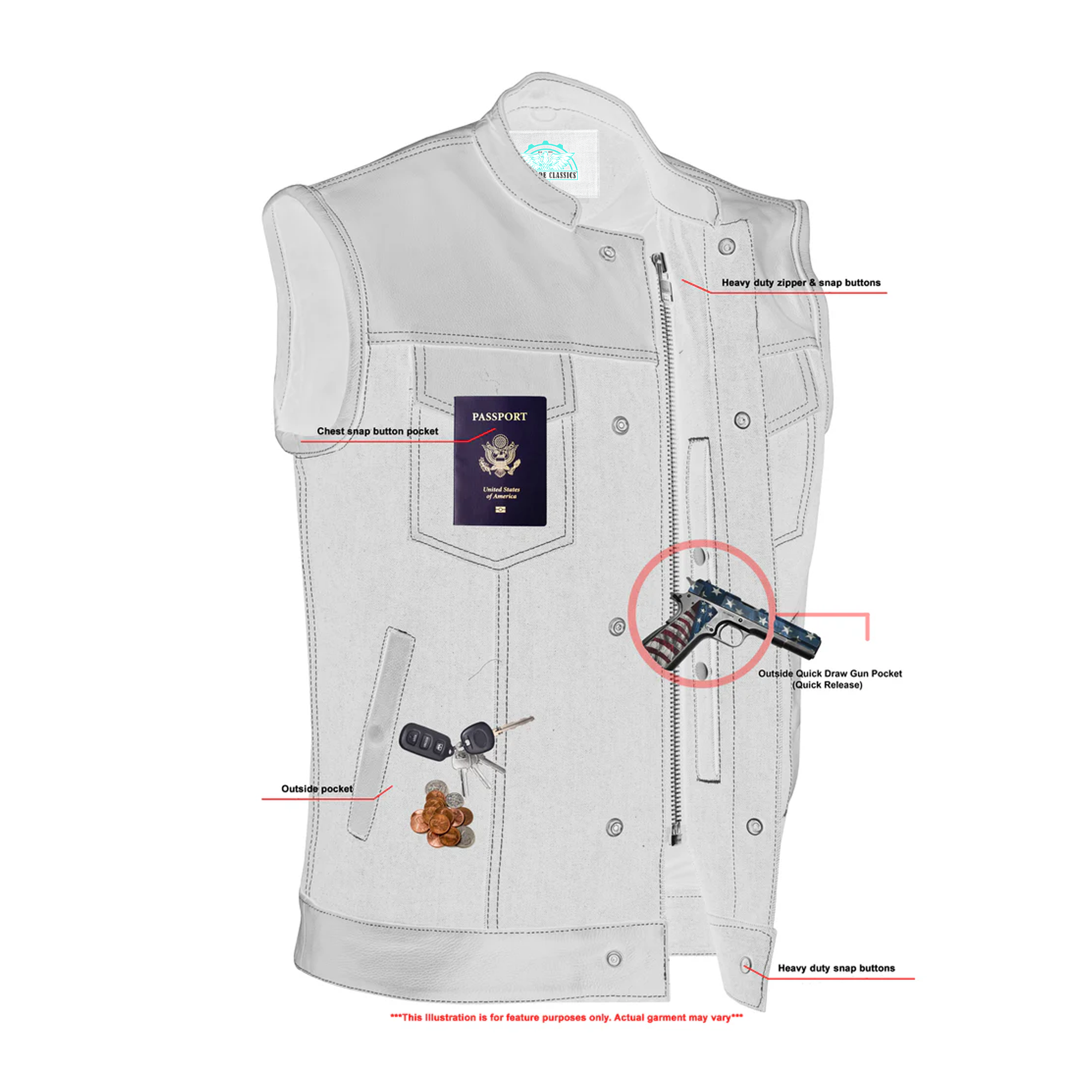 RM900 Men's Leather/Denim Combo Vest