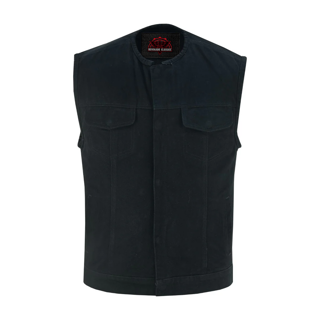 RM981BK Concealed Snaps, Denim Material, Hidden Zipper, w/o Collar