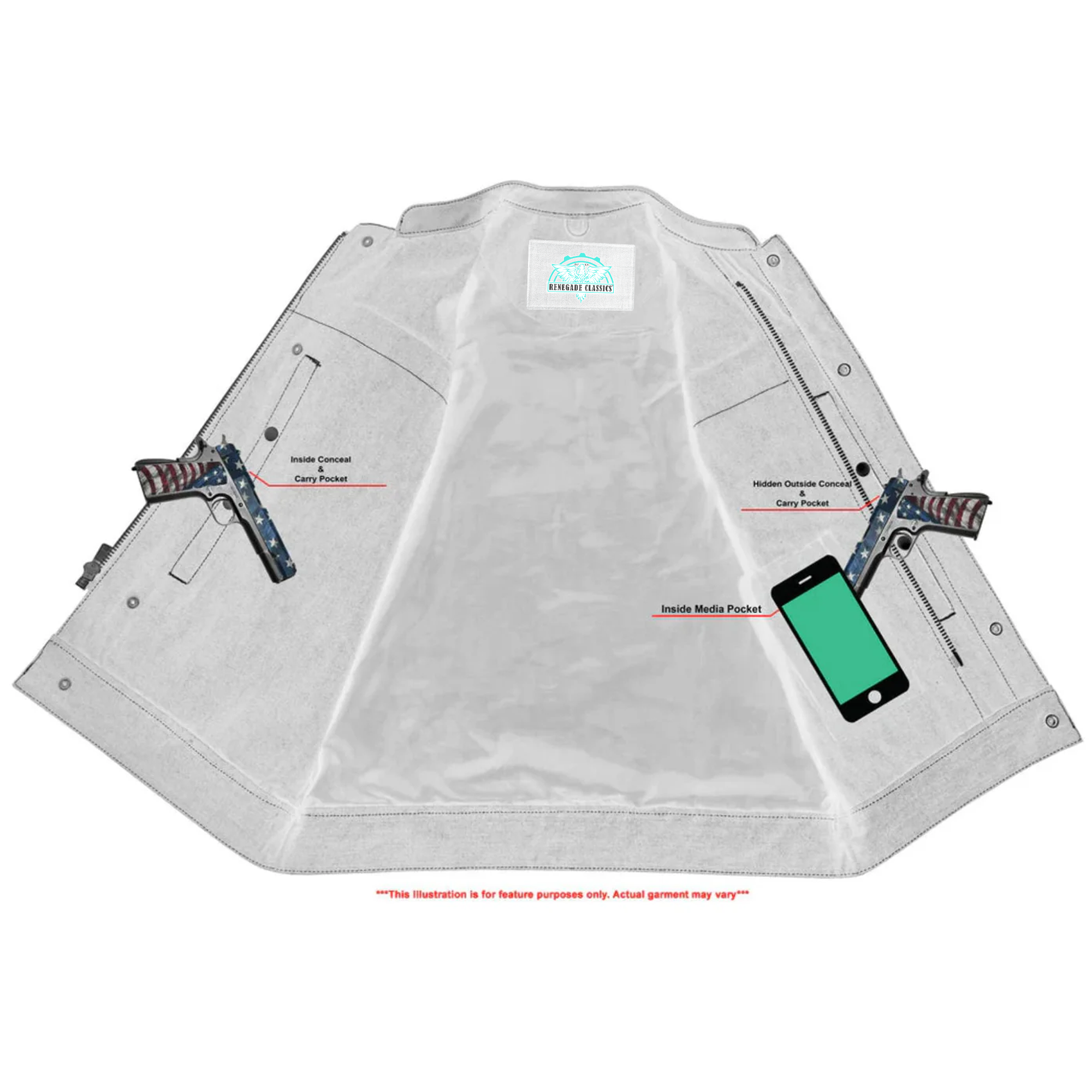 RM901   Men's Leather/Denim Combo Vest Without Collar