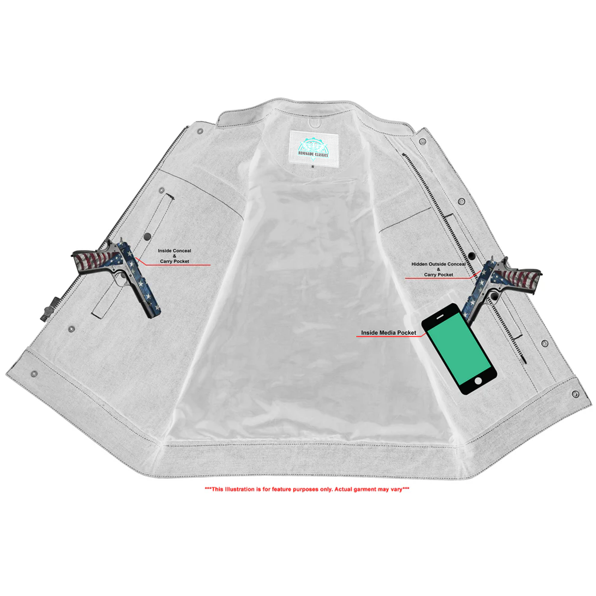 RM900 Men's Leather/Denim Combo Vest