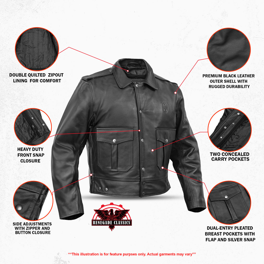 Alpha Badge – Men’s Leather Motorcycle Jacket