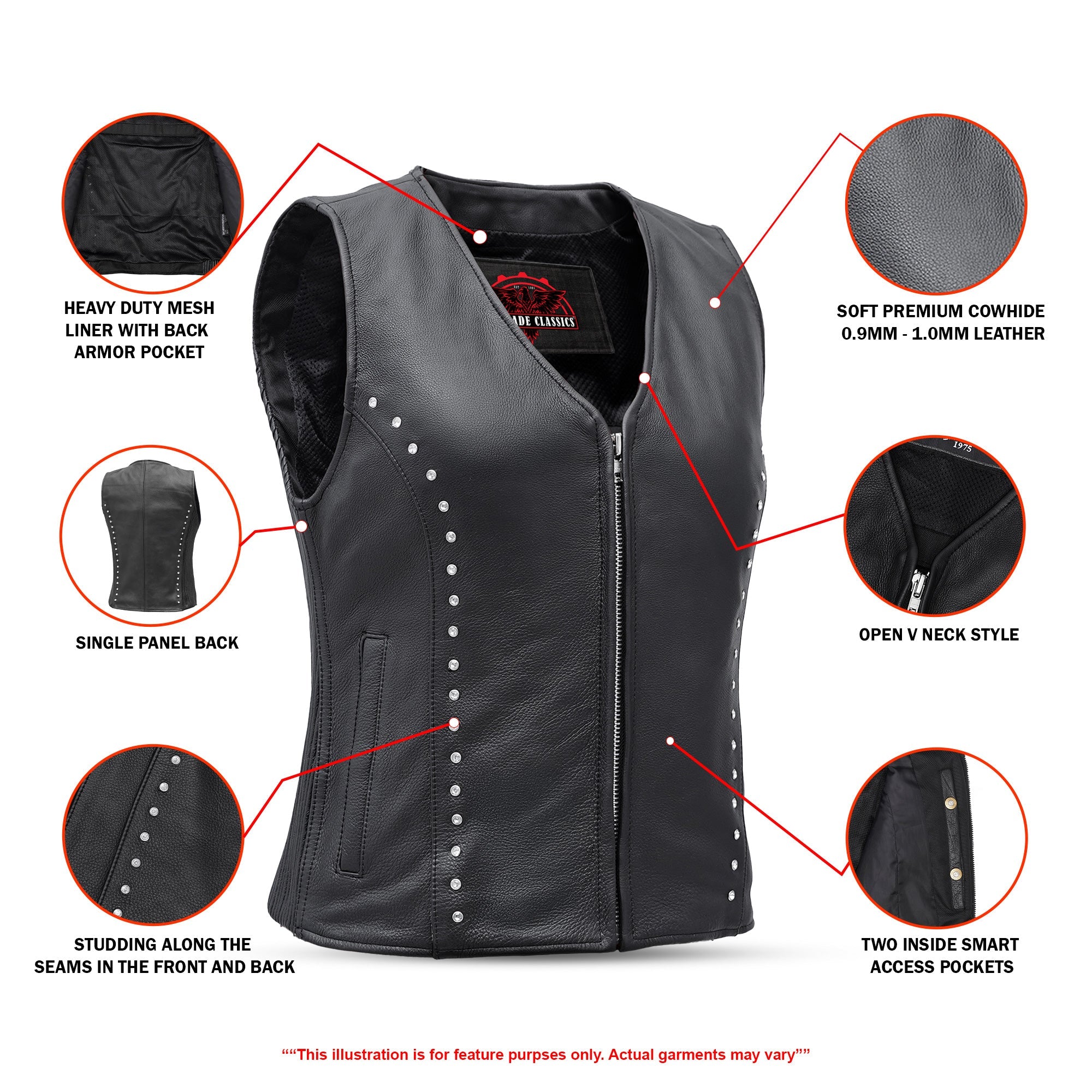 Biker Babe Women’s Studded Leather Motorcycle Vest