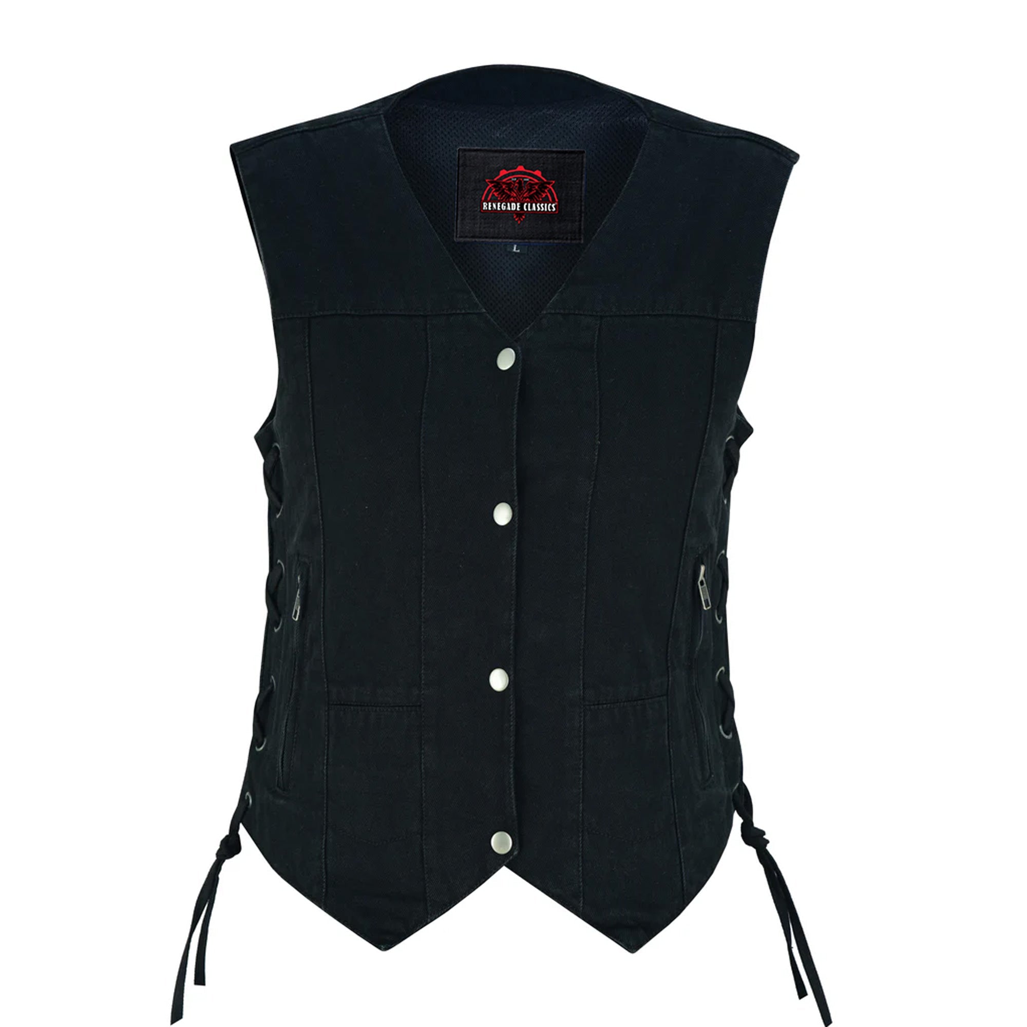 RM947 Women's 6 Pocket Denim Utility Vest - Black