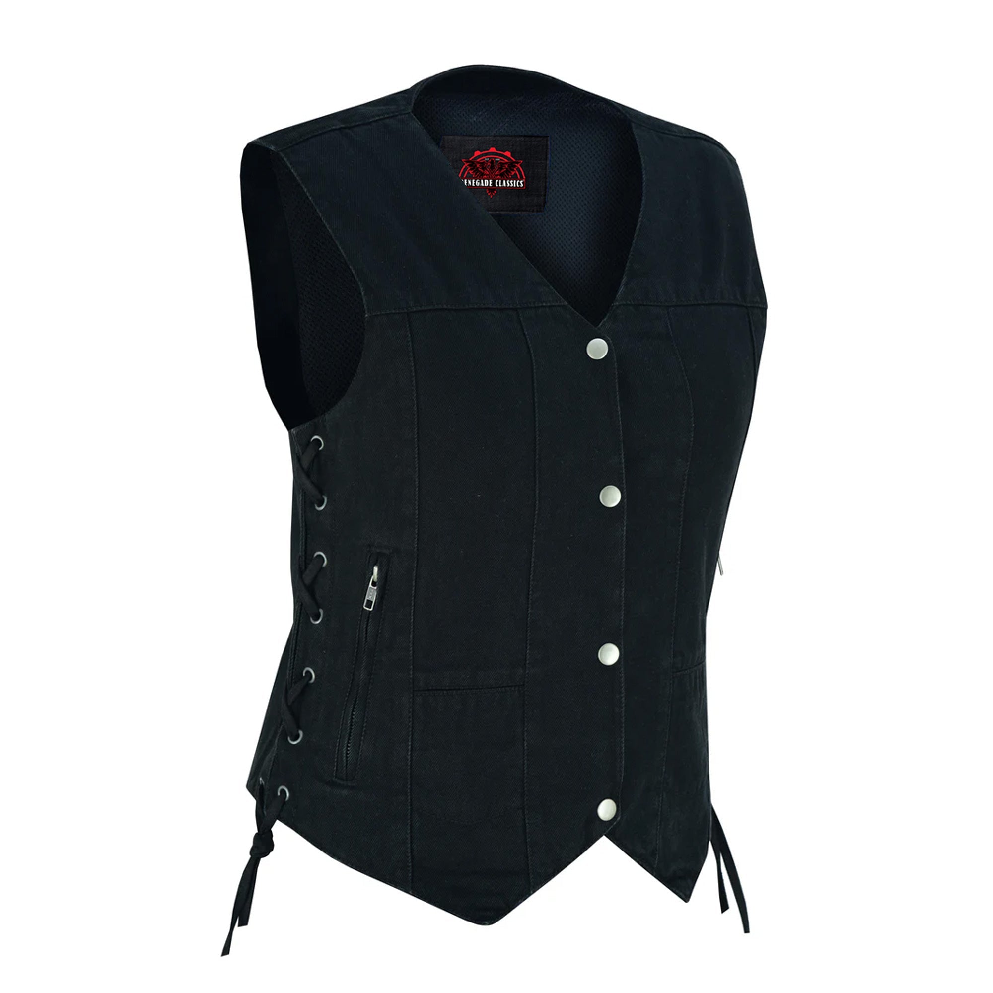 RM947 Women's 6 Pocket Denim Utility Vest - Black