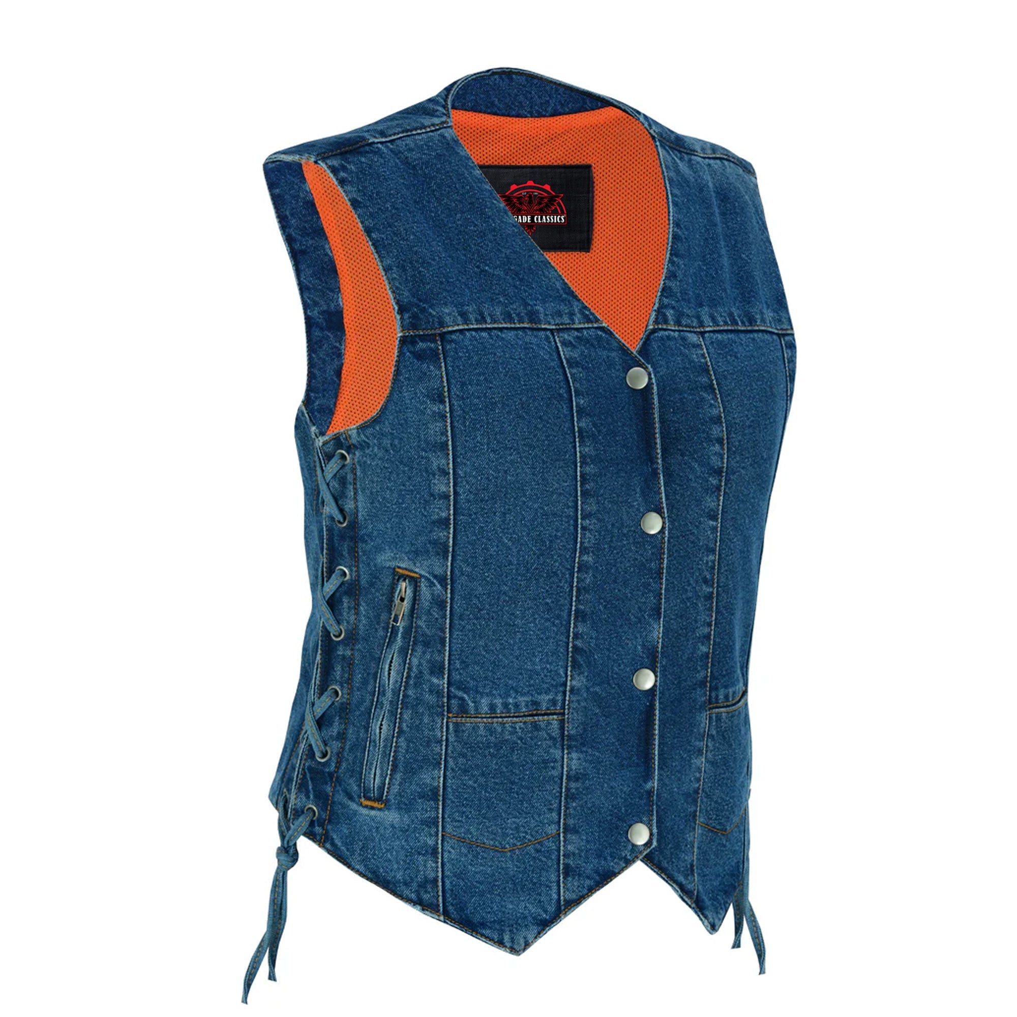 RM948 Women's 6 Pocket Denim Utility Vest - Blue