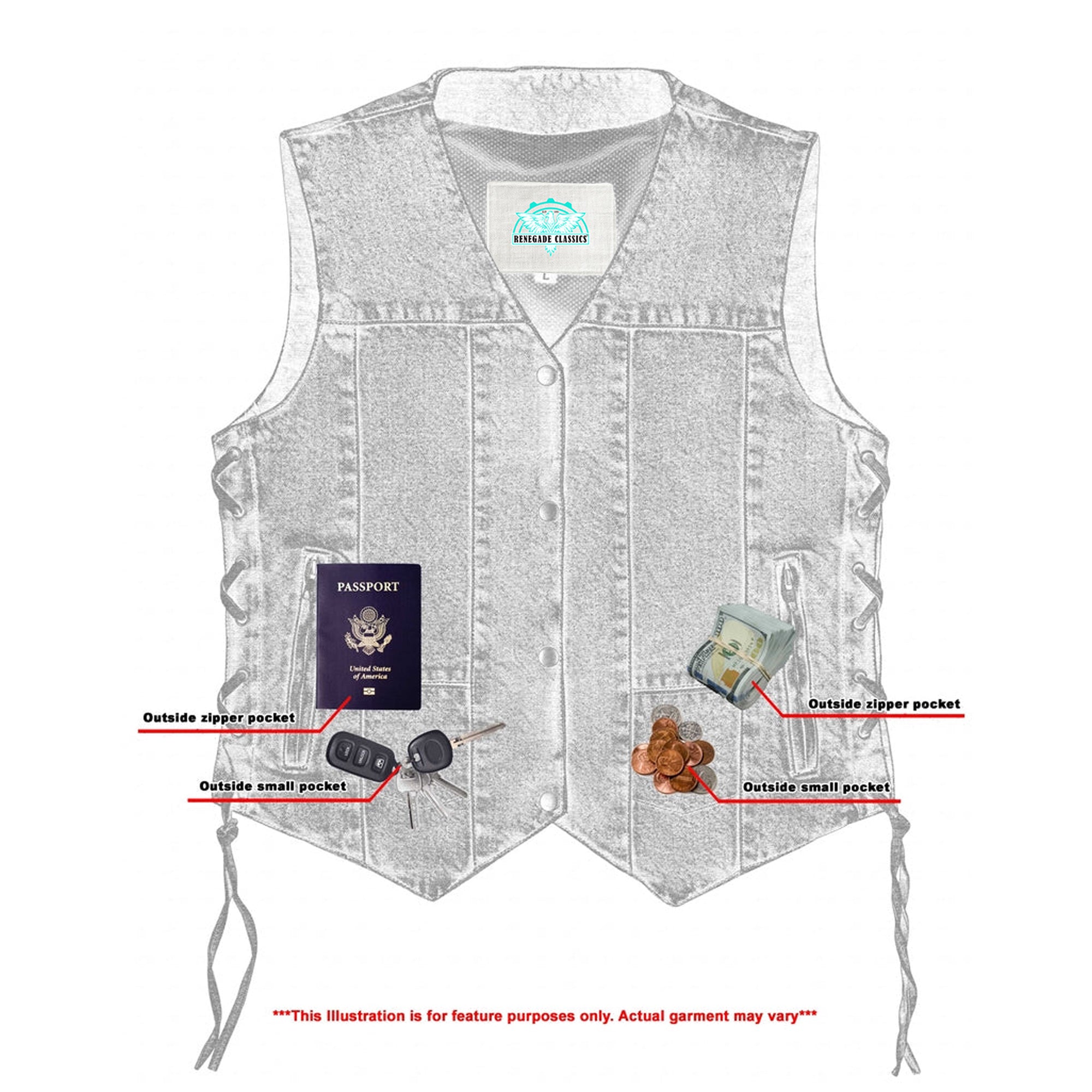 RM948 Women's 6 Pocket Denim Utility Vest - Blue
