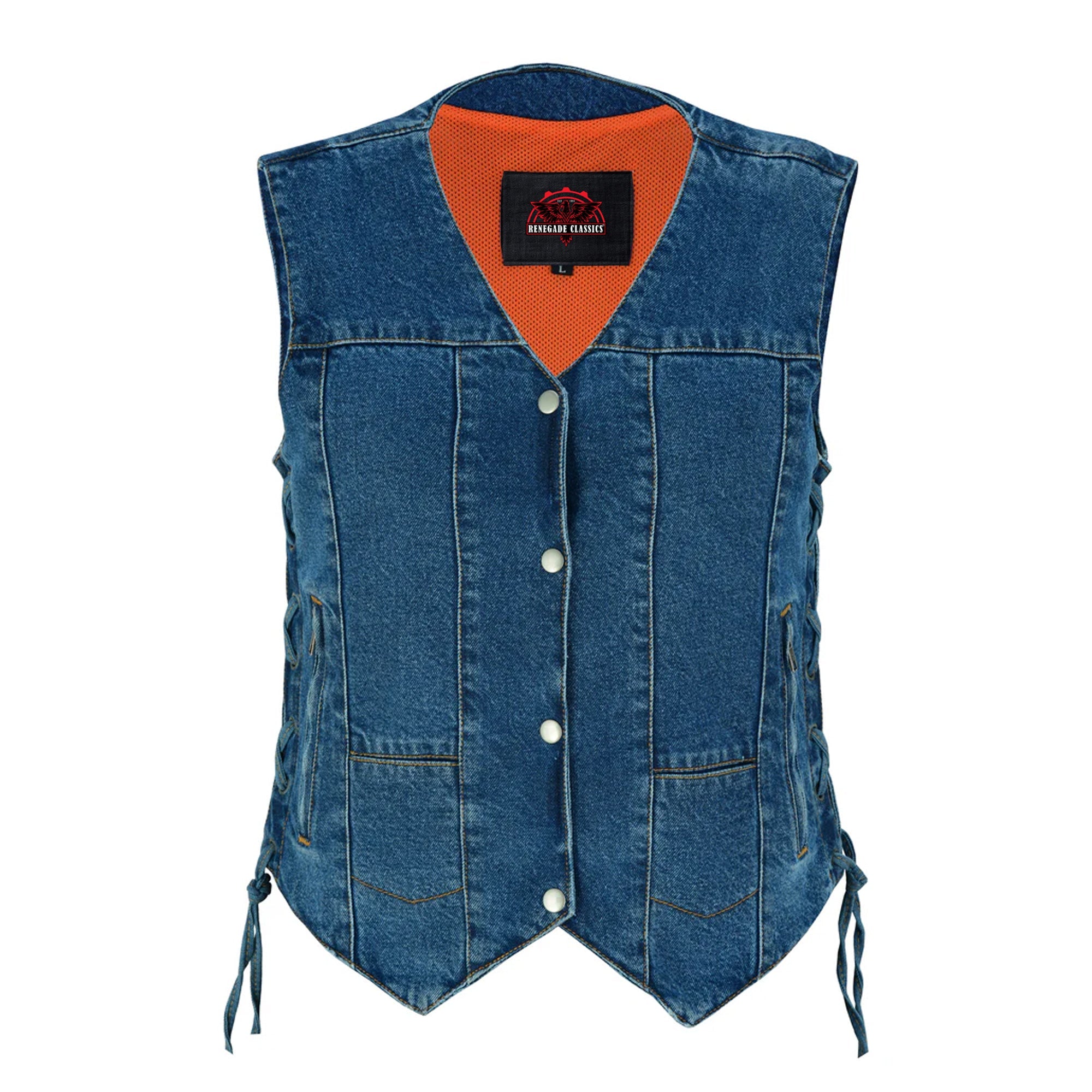 RM948 Women's 6 Pocket Denim Utility Vest - Blue