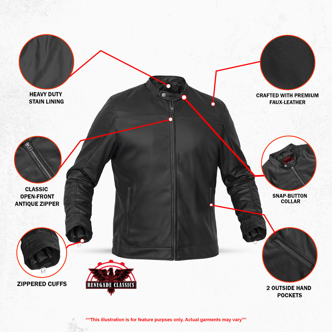 Brunox – Mens Faux Leather Motorcycle Jacket