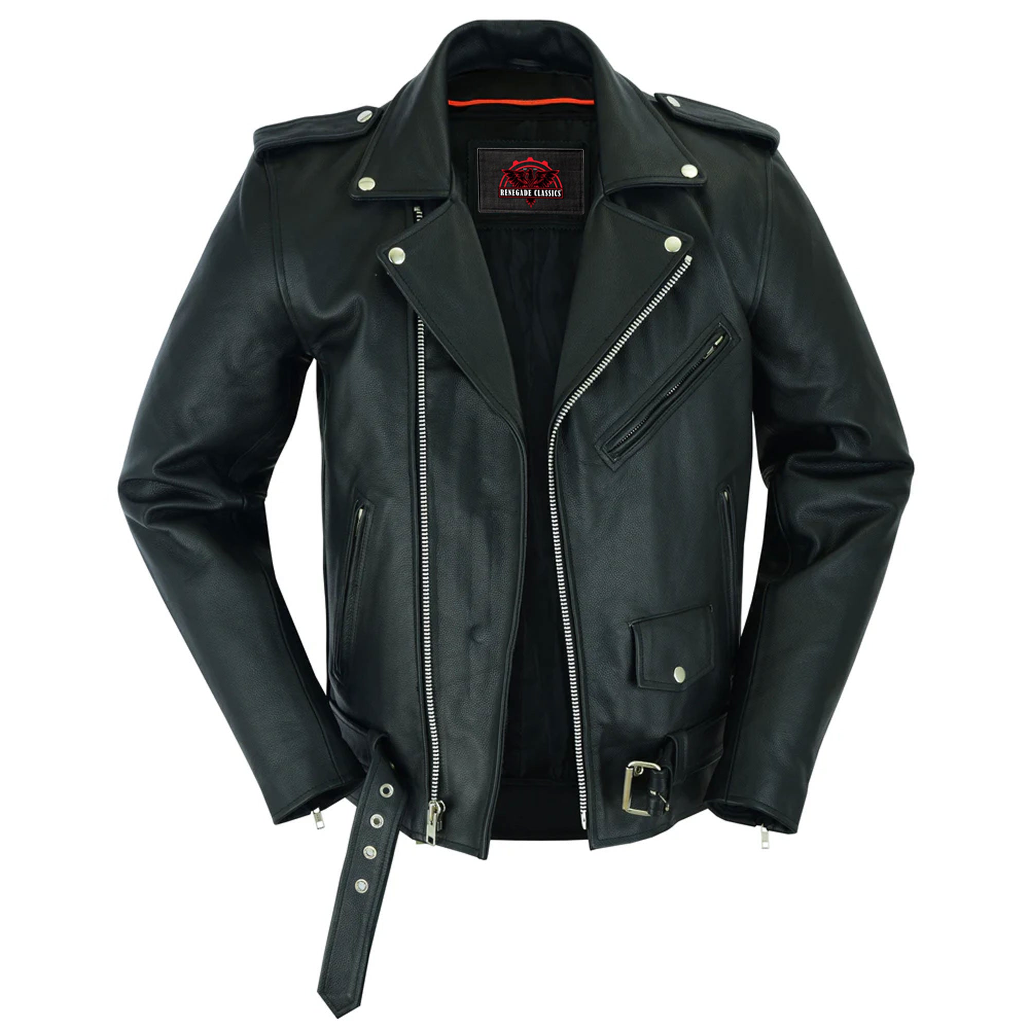 RC712TALL Men's Classic Plain Side Police Style M/C Jacket - TALL