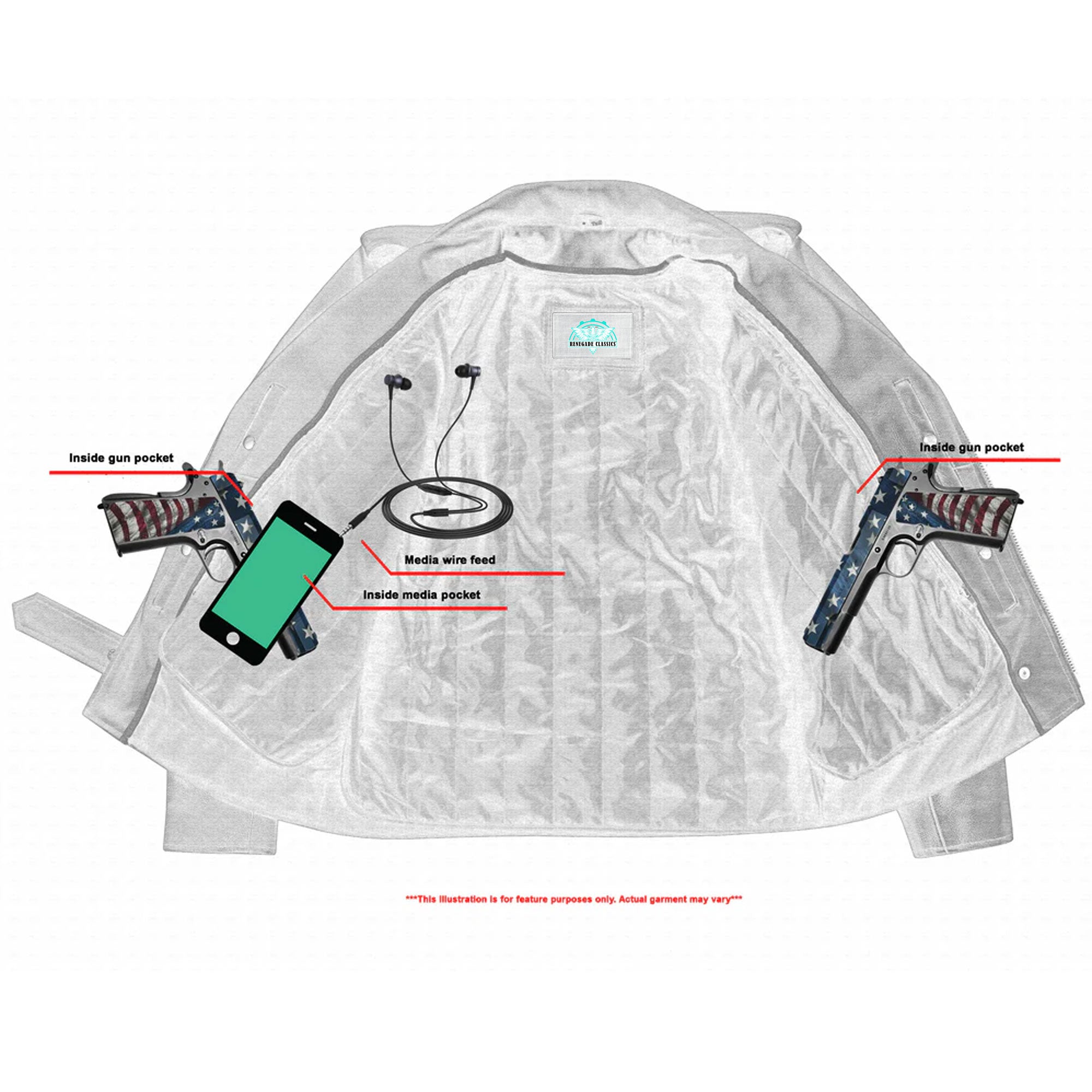 RC712TALL Men's Classic Plain Side Police Style M/C Jacket - TALL